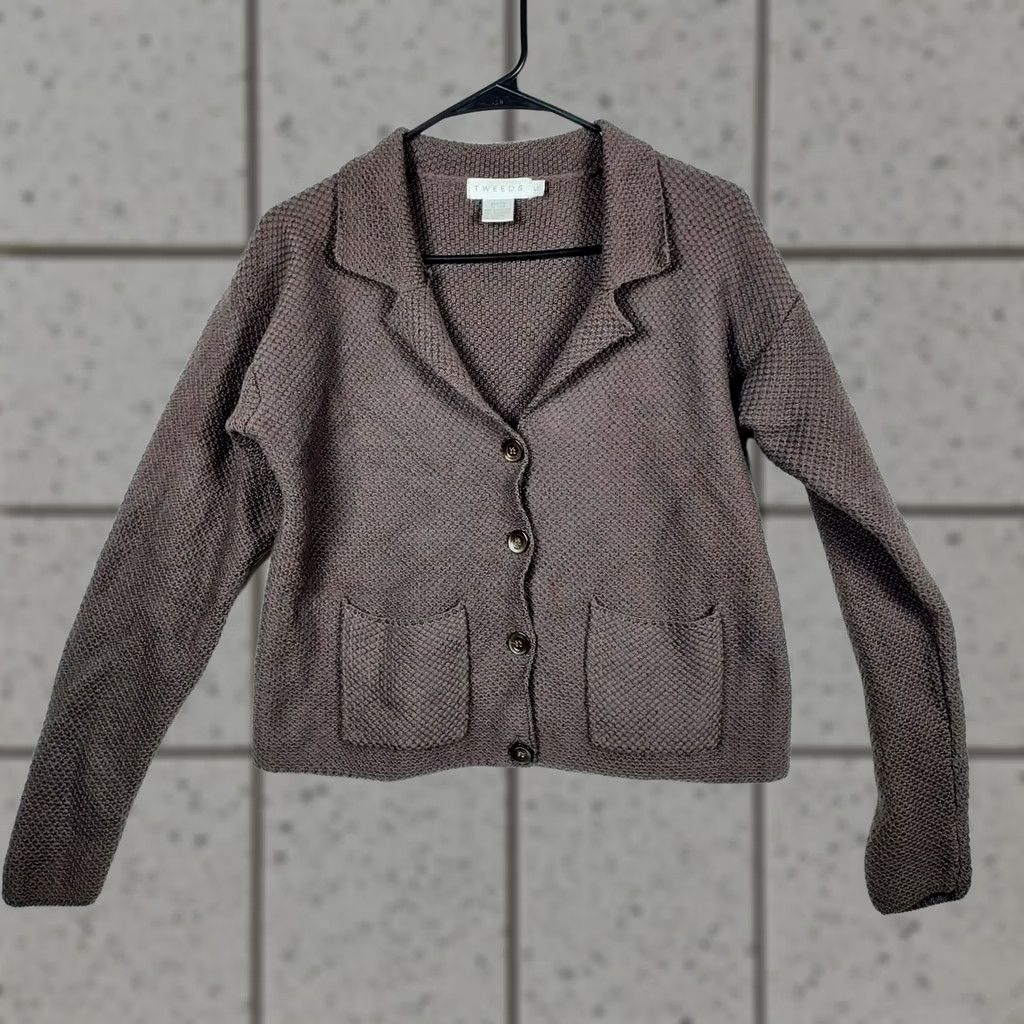 Vintage Tweeds Merino Wool Cardigan Blazer Size S Brown Button Front Jacket Women Regular Cardigan Tweed Solid Long Sleeve Winter Fall Size S / US 4 / IT 40 - 1 Thumbnail