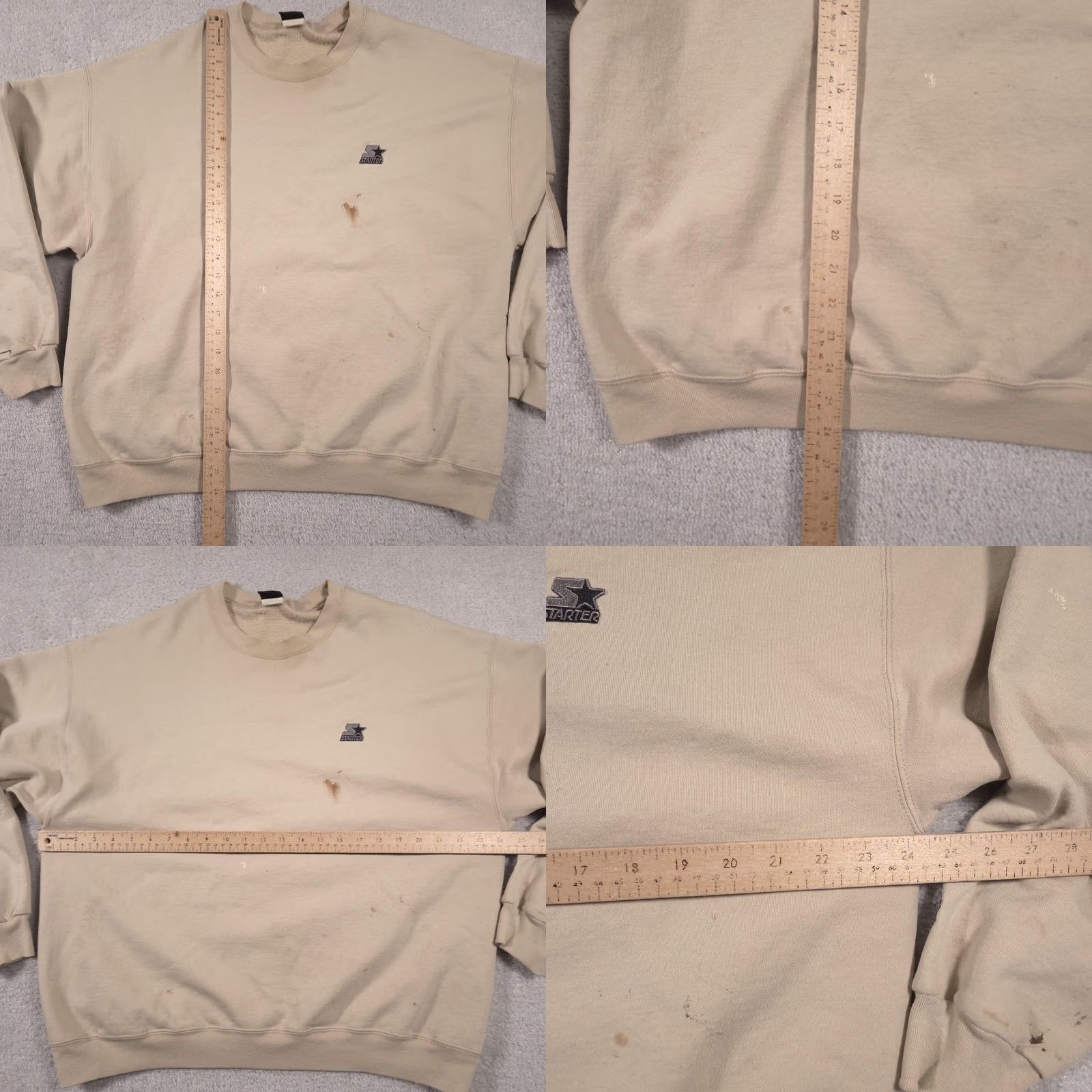 Starter VINTAGE Starter Sweatshirt Mens XL Tan Beige Crewneck Pullover Embroidered Logo Size US XL / EU 56 / 4 - 9 Thumbnail