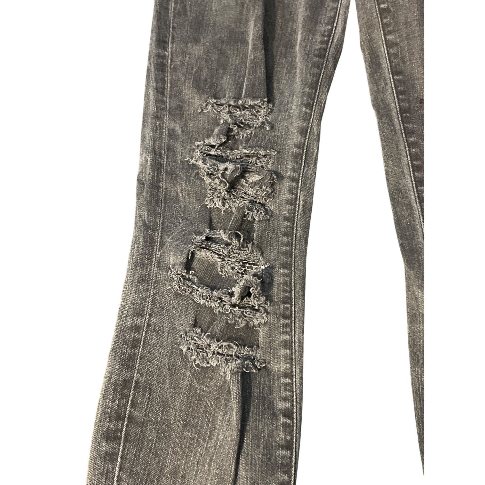 J Brand J Brand Maria Black Distressed Skinny Denim Jeans Knee Rips Size 42" / US 20 - 2 Thumbnail