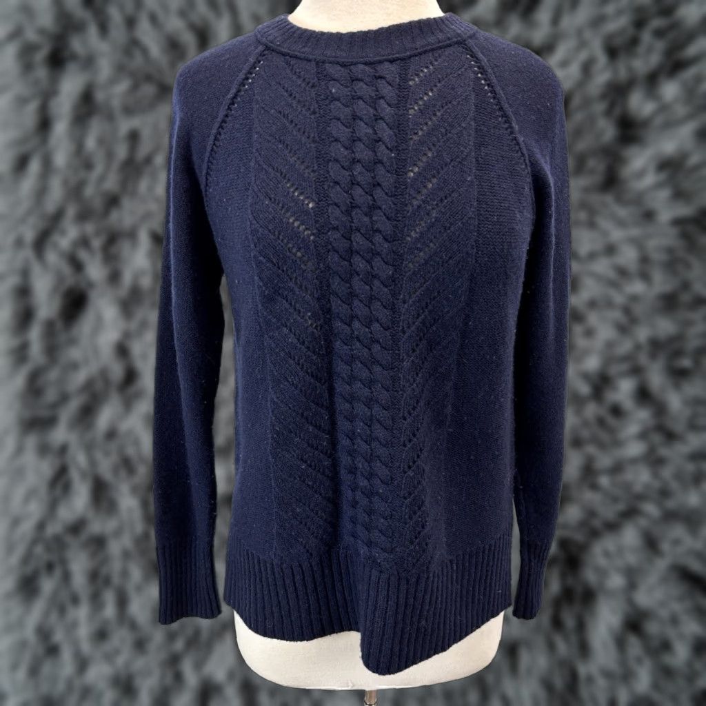 J.Crew J.CREW 100% Wool Crew Neck Sweater Women's Small Navy Blue Pullover Size S / US 4 / IT 40 - 1 Thumbnail