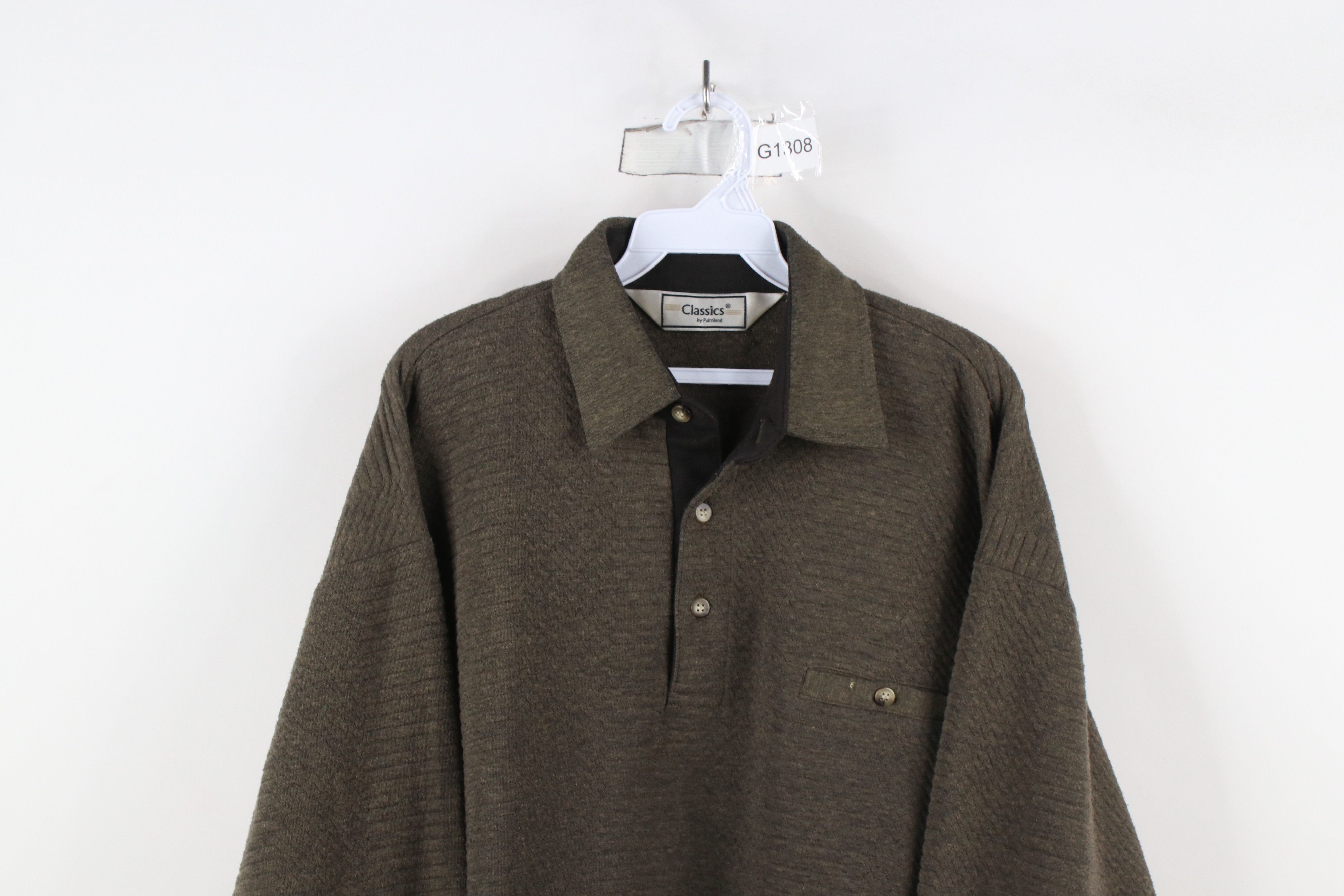 Vintage Vintage 90s Streetwear Textured Collared Pullover Sweatshirt Size US L / EU 52-54 / 3 - 2 Thumbnail