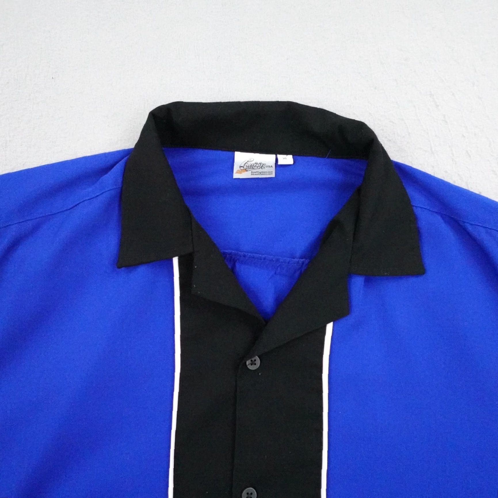 Vintage Cruisin USA Shirt Mens XL Blue Black Bowling Button-Up Retro Camp Rockabilly Size US XL / EU 56 / 4 - 2 Thumbnail