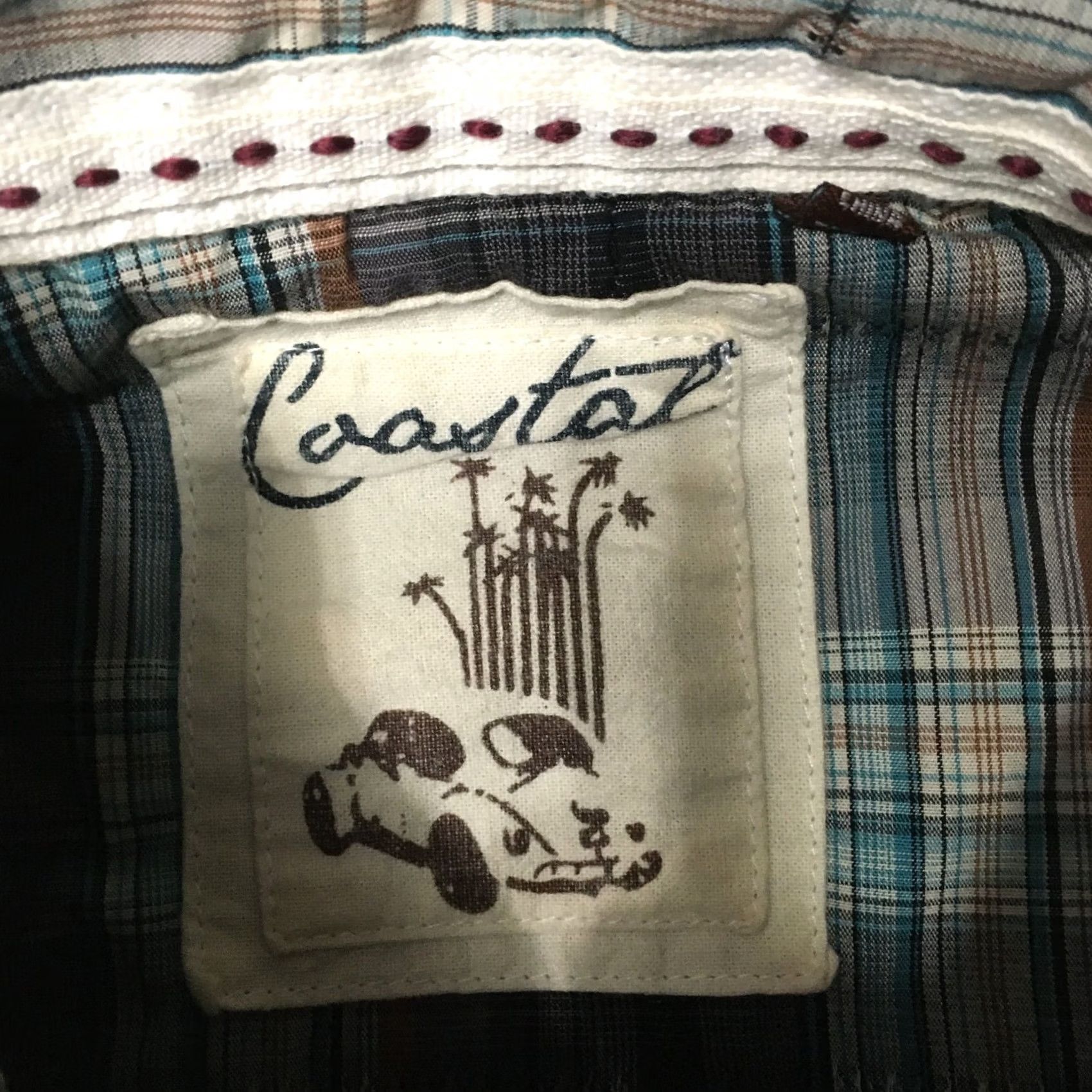 Vintage Coastal Men's Medium Western Shirt Gray Blue Plaid Pearl Snap Blend Size US M / EU 48-50 / 2 - 3 Thumbnail