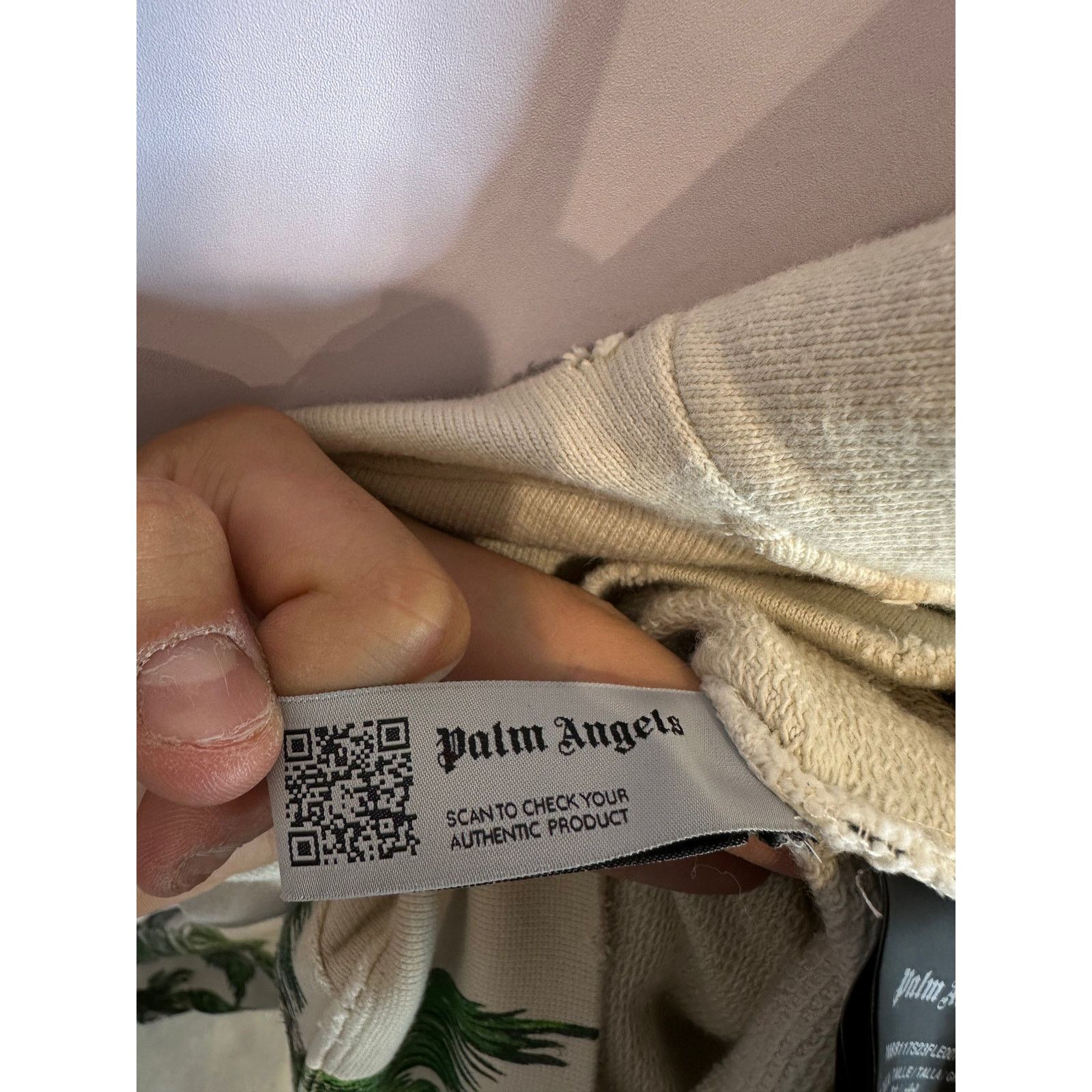 Palm Angels Palm Angels Palm Tree Distressed Hoodie Cream Used Small Size US S / EU 44-46 / 1 - 5 Thumbnail
