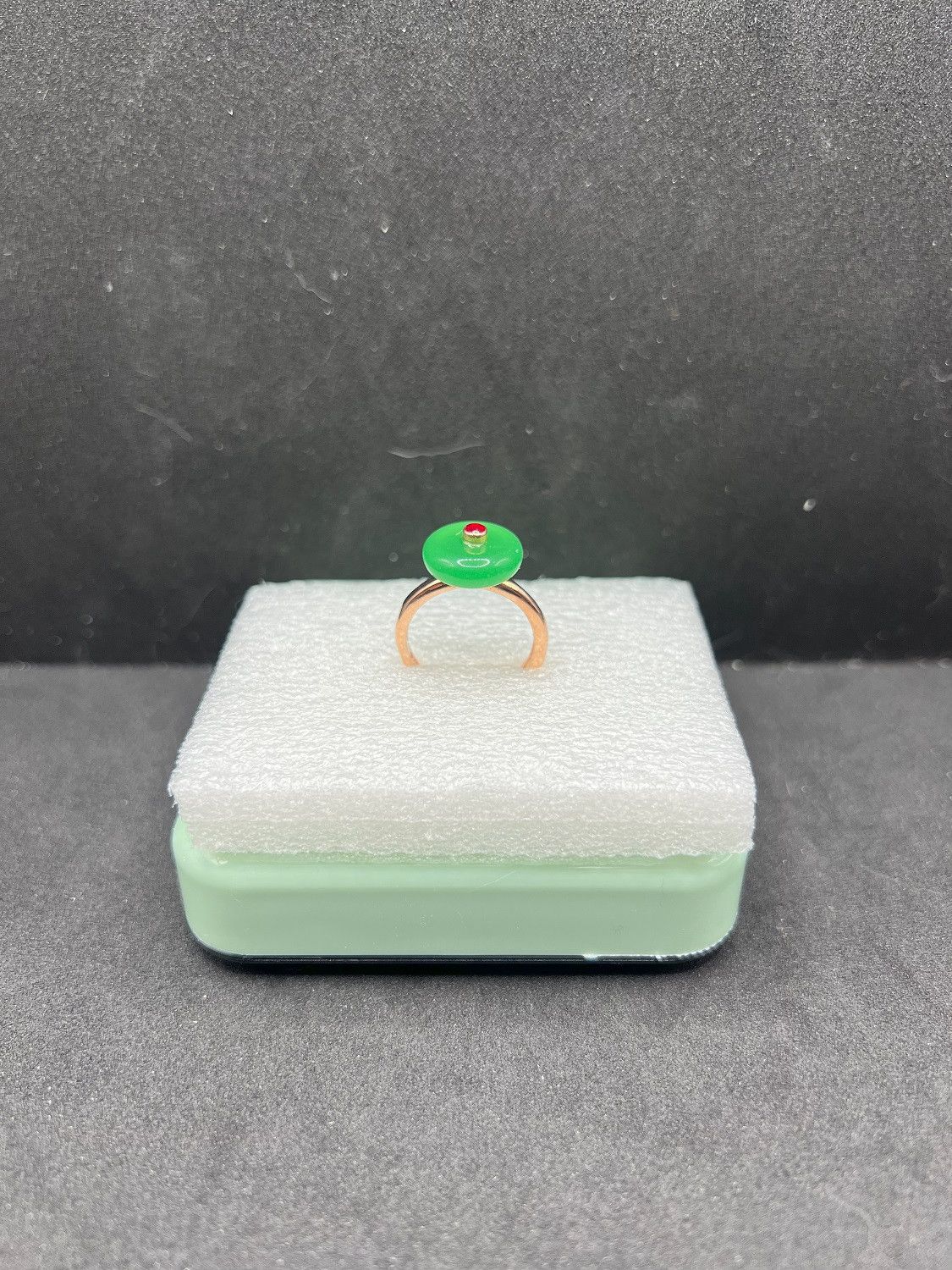 Jewelry Green Jade Rose Gold Ring - Size 6.75 Size ONE SIZE - 2 Thumbnail