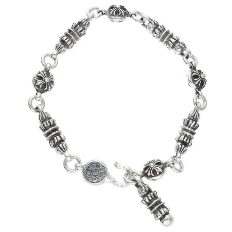 Chrome Hearts Silver Cross Ball Barrel Bracelet