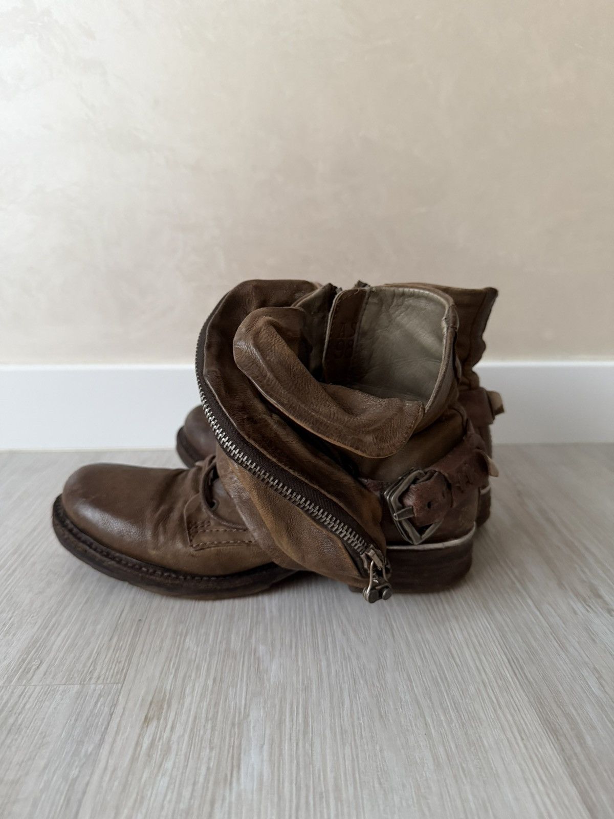 A.S.98 Vintage Italian AS 98 Rick Owens Style Leather Biker Boots Size US 7 / IT 37 - 9 Thumbnail