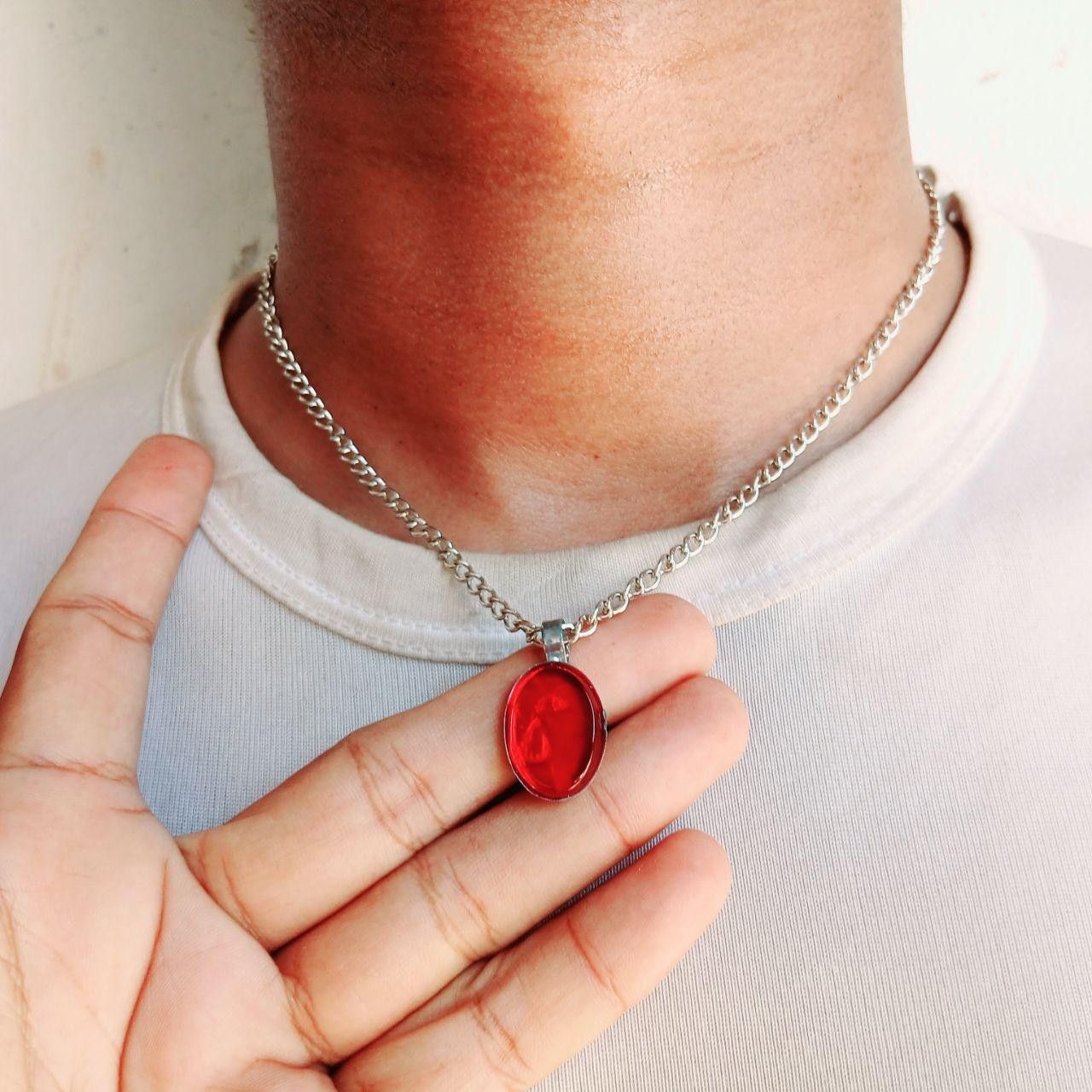 Other Retro Silver Chain Natural Gemstone Pendant Necklace Size ONE SIZE - 3 Thumbnail