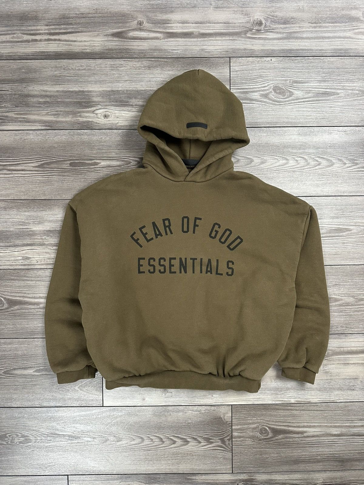 Essentials Fear Of God Essentials Olive Arch Hoodie Size US S / EU 44-46 / 1 - 1 Thumbnail
