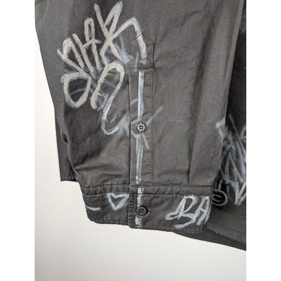 Balenciaga o1rshd1 Cotton Poplin Graffiti Oversized Shirt in Black Size US L / EU 52-54 / 3 - 8 Thumbnail