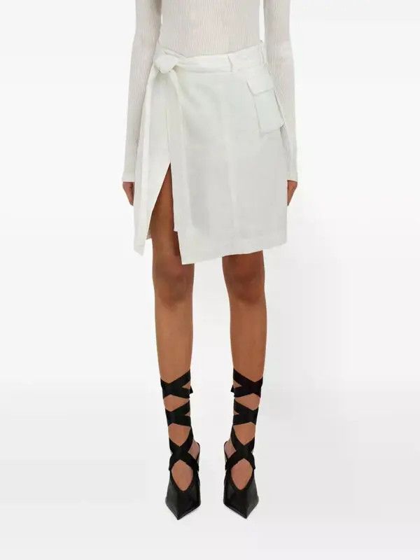 Salvatore Ferragamo o1s1rm0526 Wrap Midi Skirt in White Size 25" / US 0 / IT 36 - 4 Thumbnail