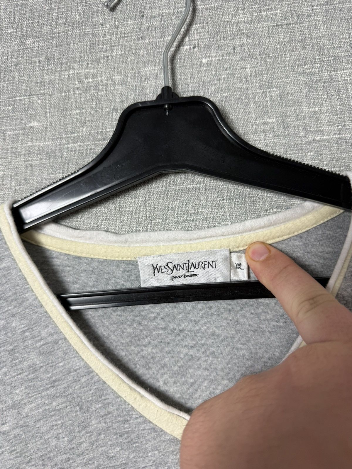 Yves Saint Laurent Vintage Yves Saint Laurent Pour Homme YSL Logo Tee V-Neck Size US XL / EU 56 / 4 - 11 Thumbnail