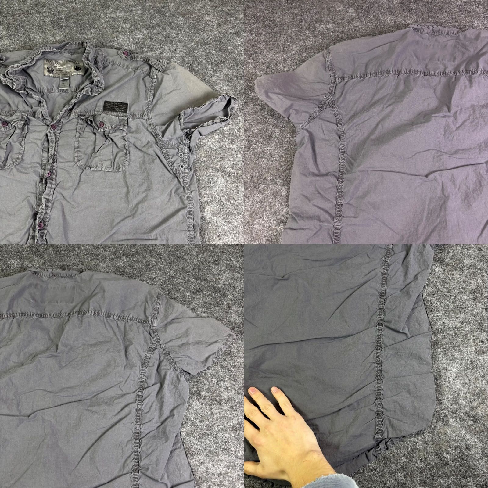 Diesel Diesel Only The Brave Mens XXL Grey Military Short Sleeve Button Up Shirt Y2K Size US XXL / EU 58 / 5 - 8 Thumbnail