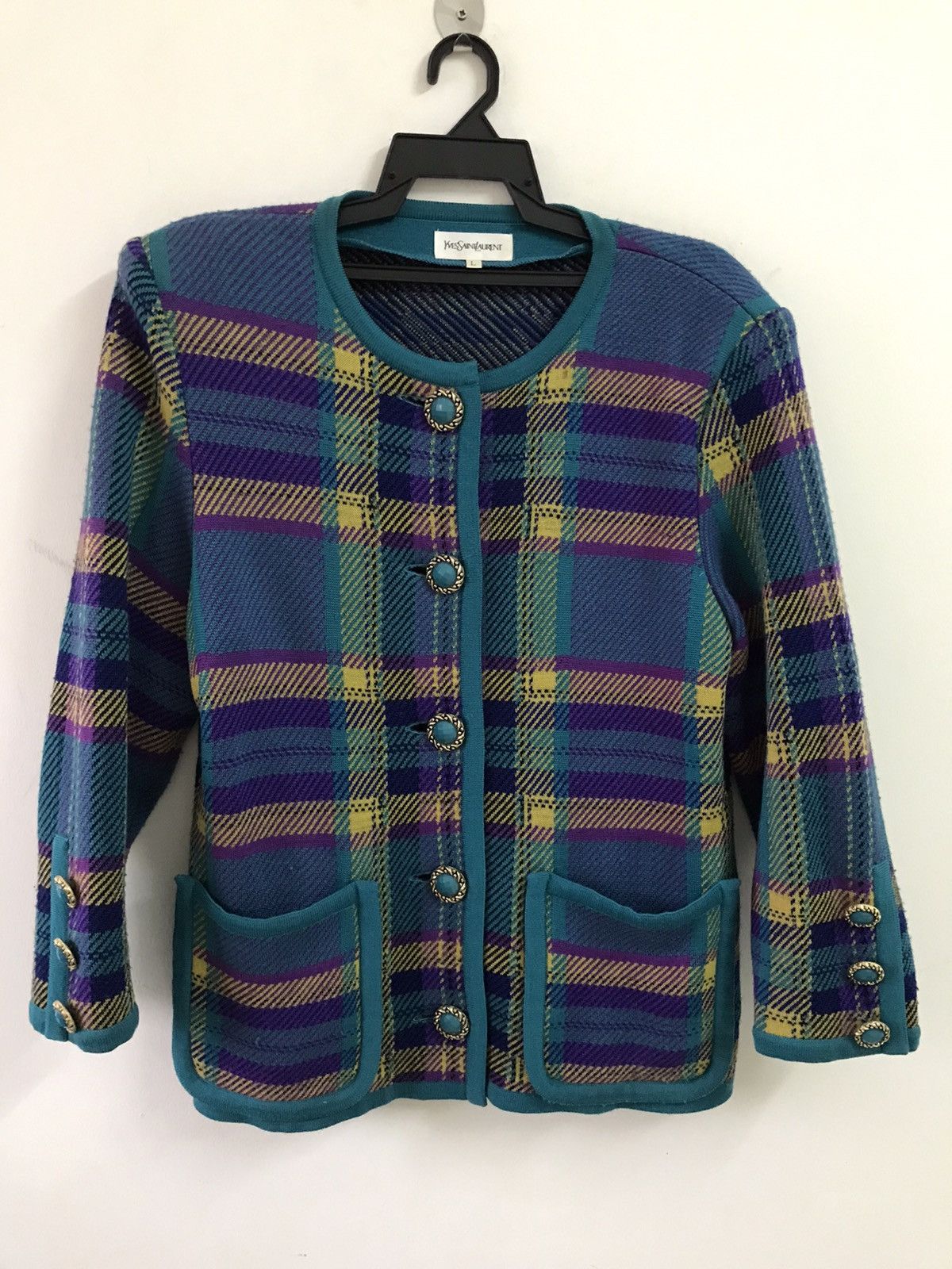 Saint Laurent Paris × Yves Saint Laurent Vintage Yves Saint Laurent knitwear Down Button Jacket Size US L / EU 52-54 / 3 - 1 Thumbnail