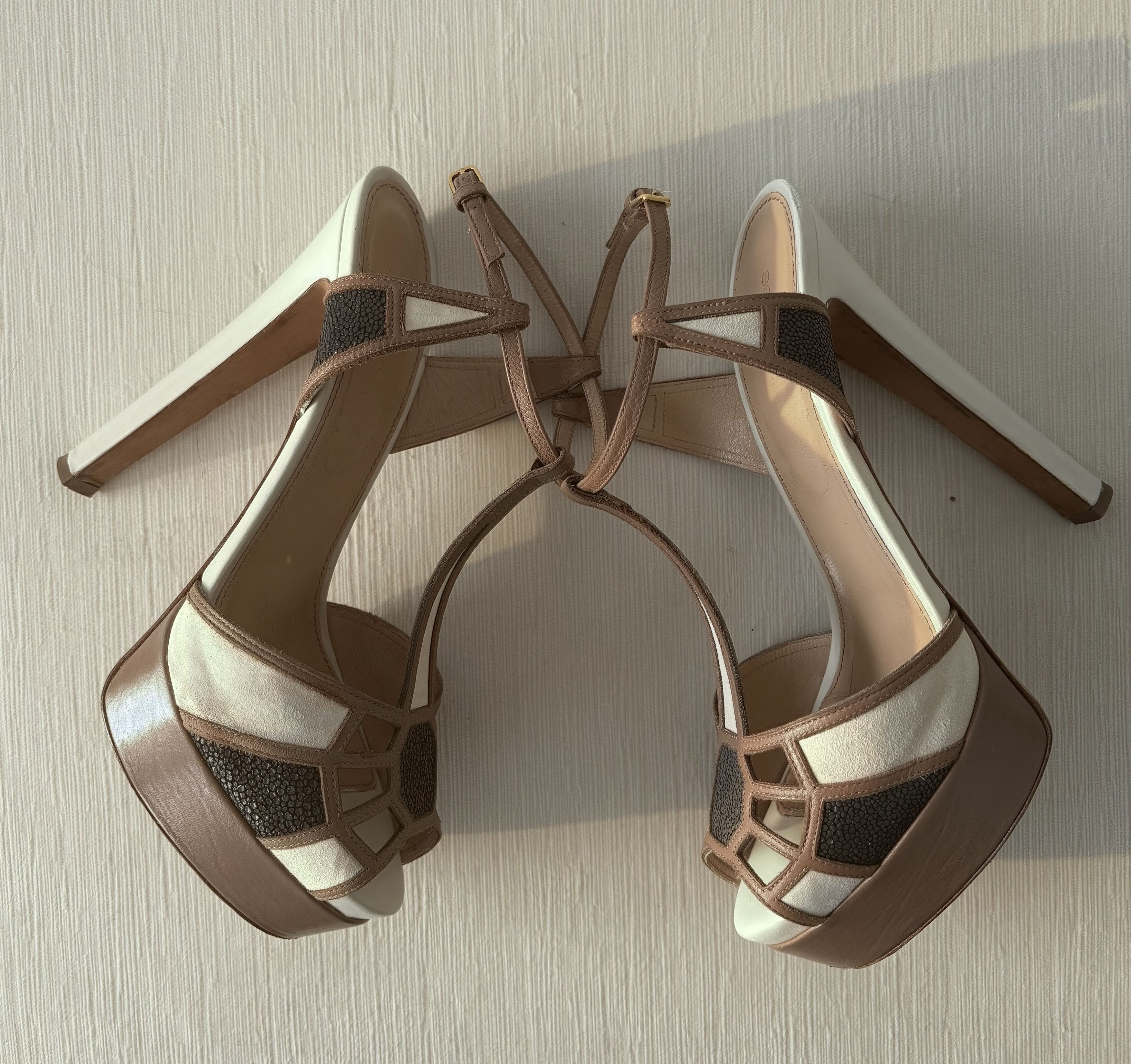 Sergio Rossi Sergio Rossi Leather & Suede Cage Platform Heels Size 39.5 Size US 9.5 / IT 39.5 - 3 Thumbnail