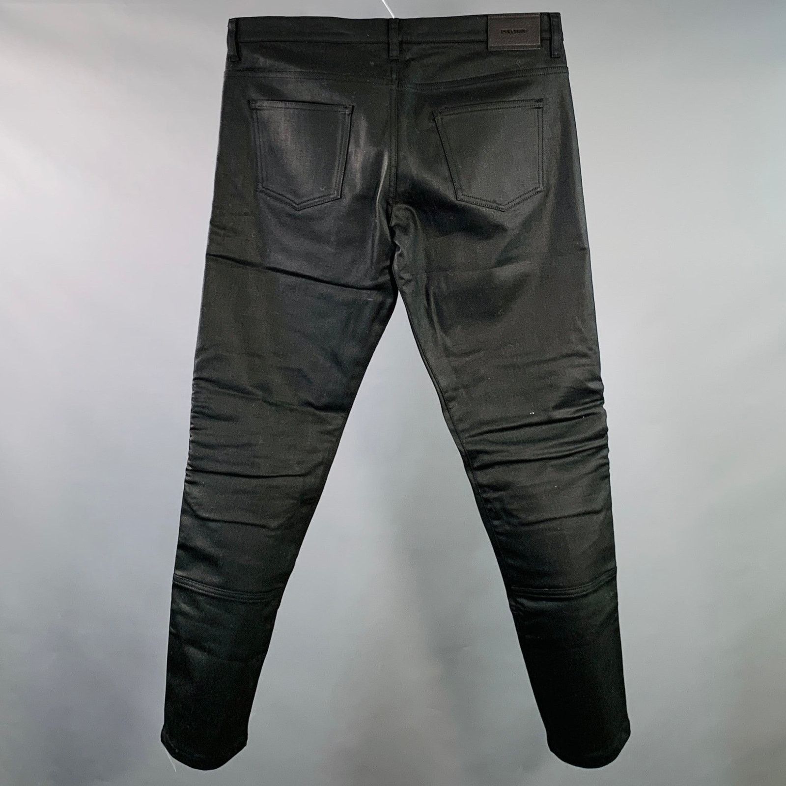 Belstaff BELSTAFF Black Twill Cotton Straight Zip Fly Biker Jeans Size US 34 / EU 50 - 3 Thumbnail