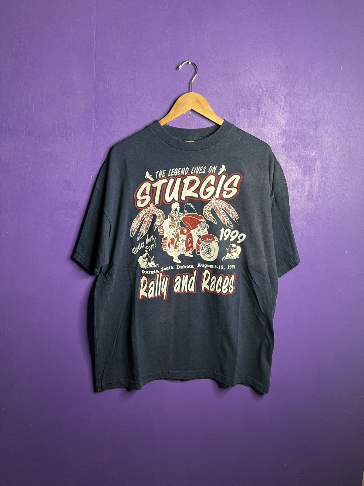 Harley Davidson Vintage 1999 Sturgis rally and races chalk t-shirt Size US XXL / EU 58 / 5 - 1 Thumbnail