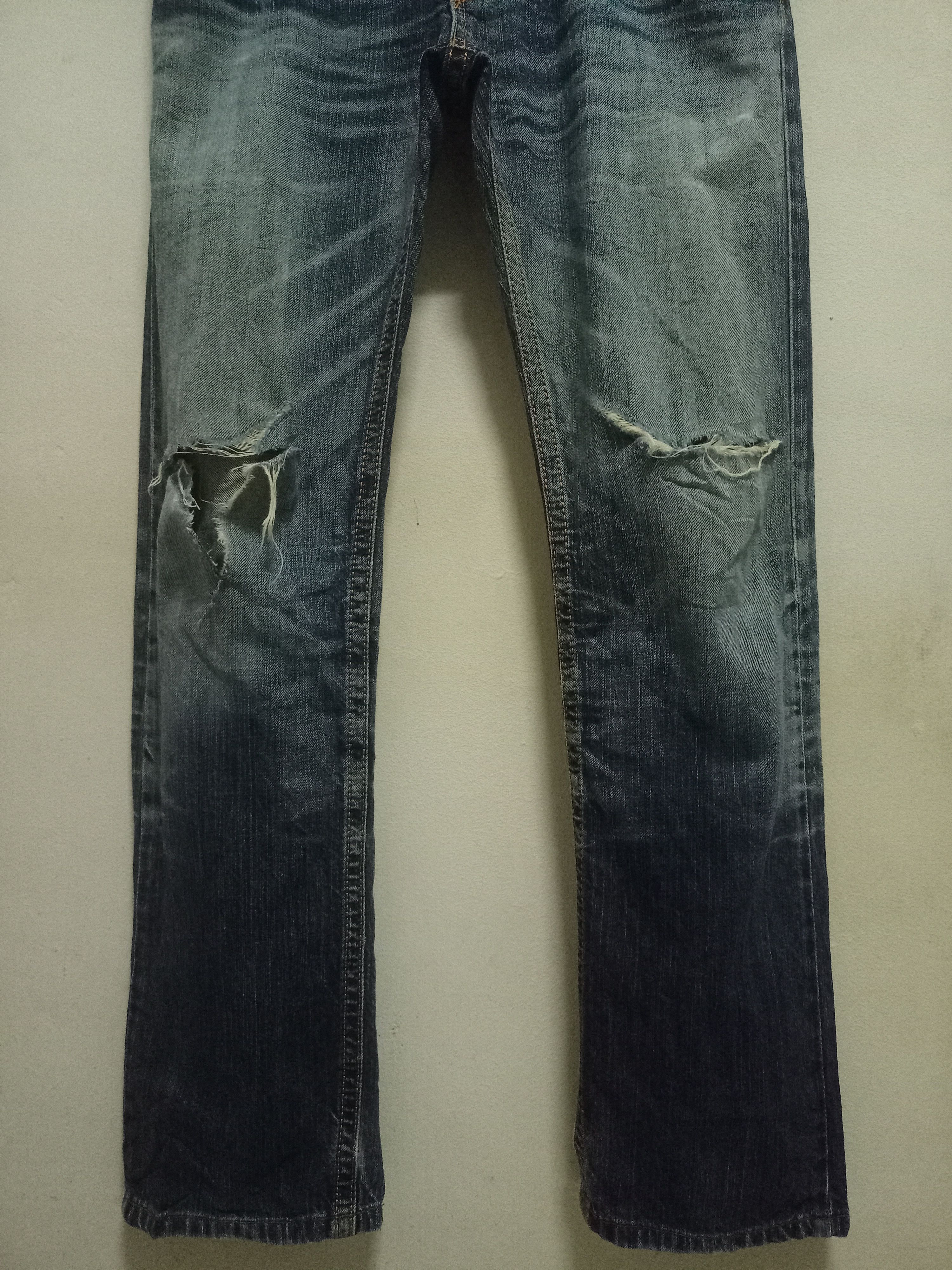 Edwin × Japanese Brand Exclusive Vintage Edwin XV Blue Wash Distressed Jeans 31x30 Size US 31 - 5 Thumbnail