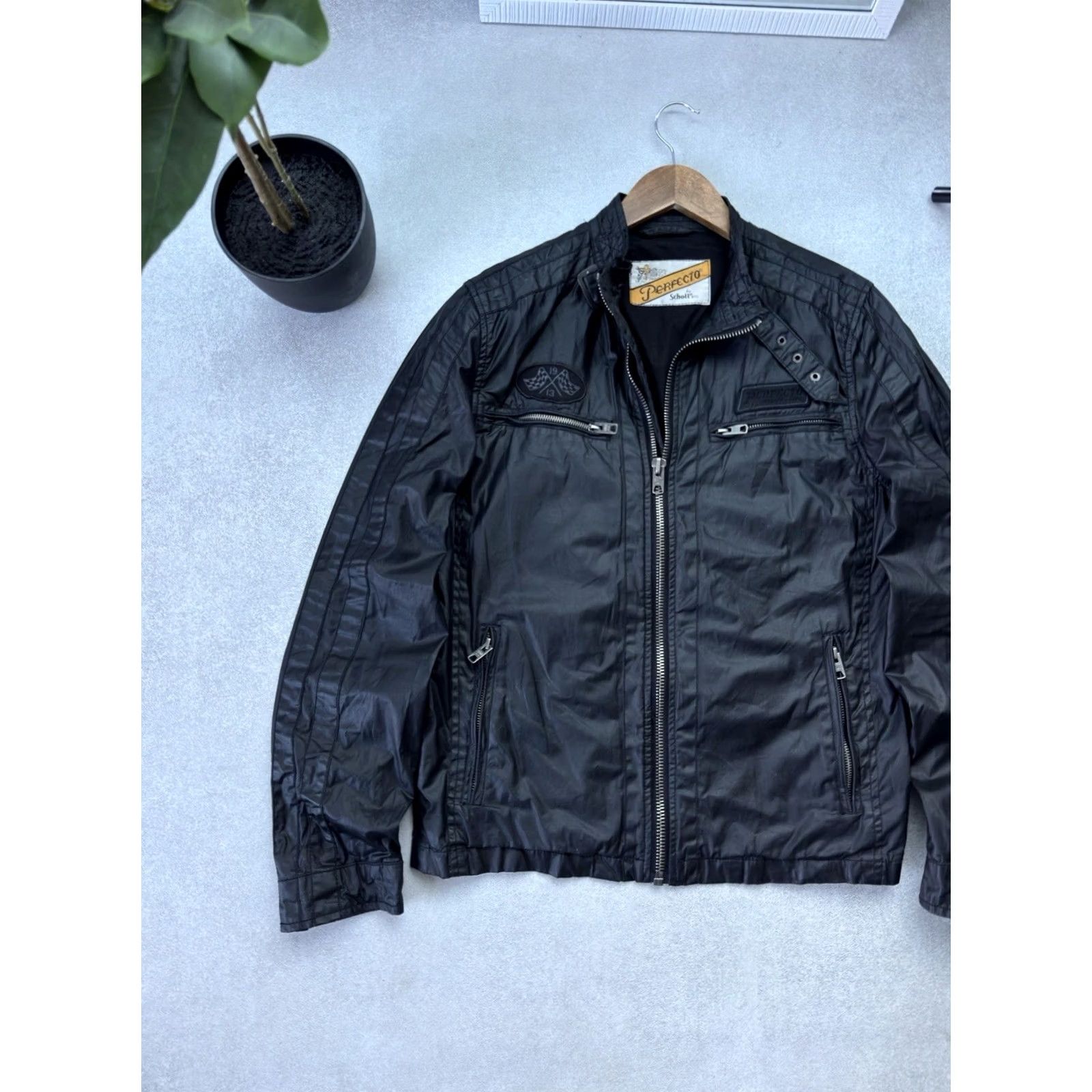 Schott VINTAGE Schott Perfecto Racer Biker Leather Cotton Jacket Black Size M Men's Jacket Size US M / EU 48-50 / 2 - 3 Thumbnail