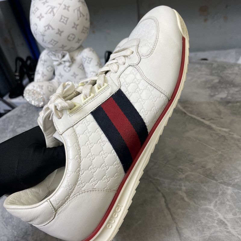 Gucci Gucci Leather GG Canvas Sneakers - Size US 9.5 / EU 42-43 - 4 Thumbnail