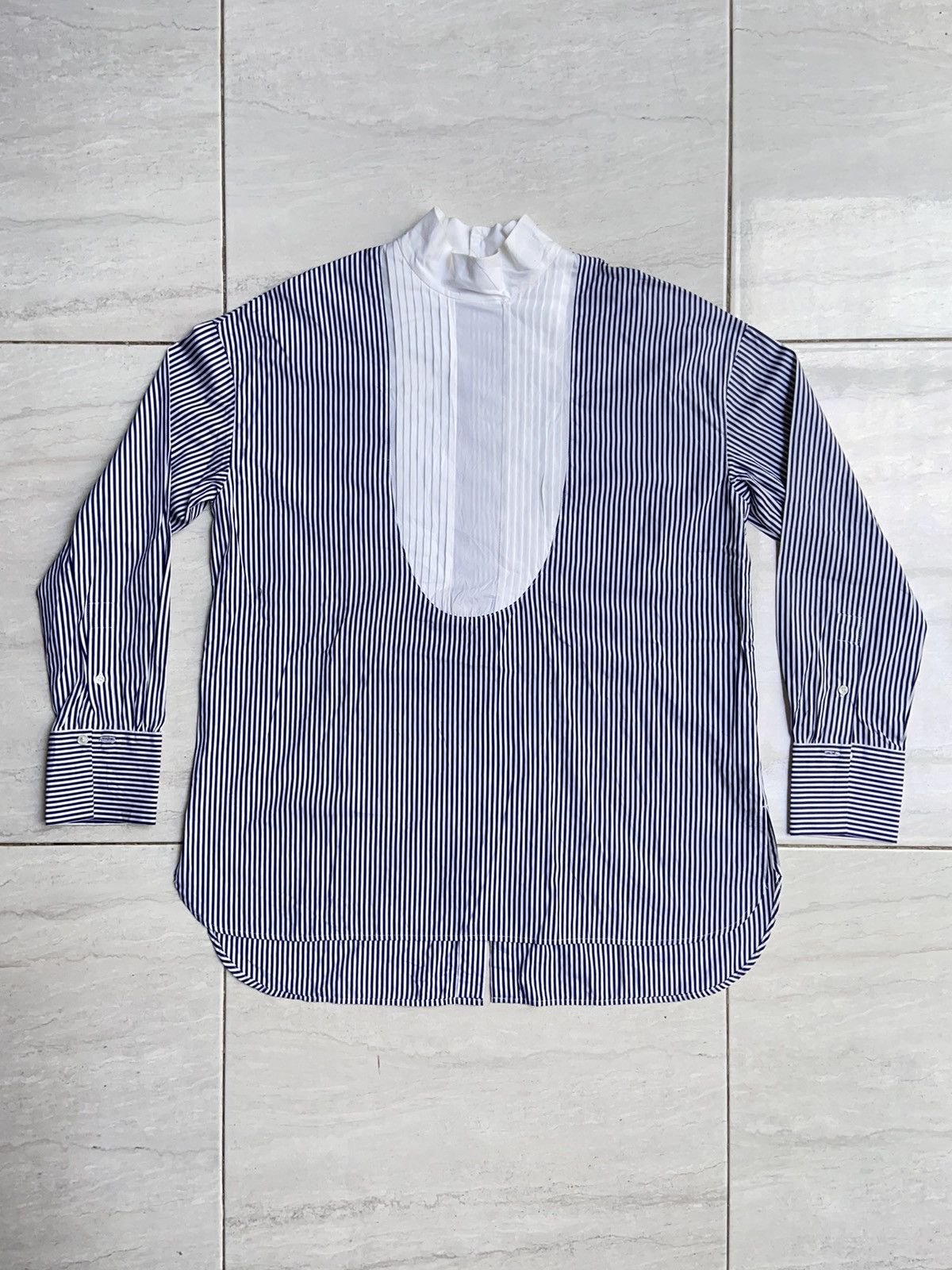 image of Yohji Yamamoto Ined Striped Shirt in Blue, Men's (Size Large)