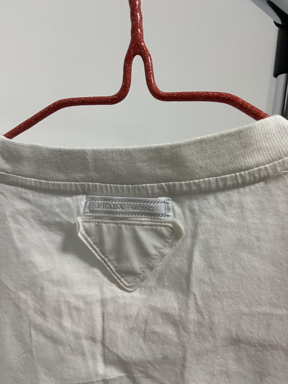 Prada × Vintage Prada T Shirt Luxury white triangle tab logo vintage Size US M / EU 48-50 / 2 - 6 Thumbnail