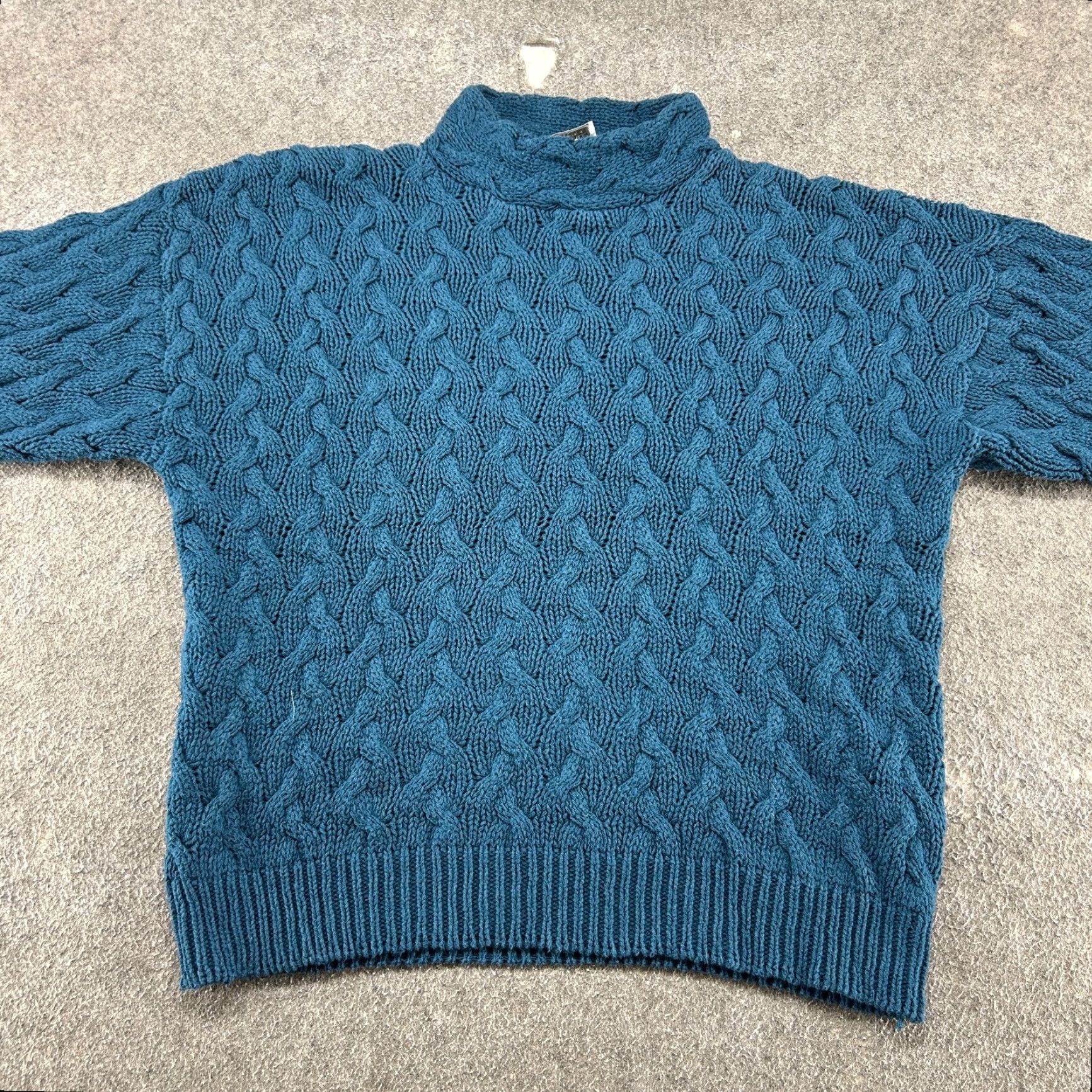 Vintage VINTAGE Basketweave Sweater Womens M Blue Crew Neck Long Sleeve Chunky Knit Fisherman USA 90s Size M / US 6-8 / IT 42-44 - 3 Thumbnail