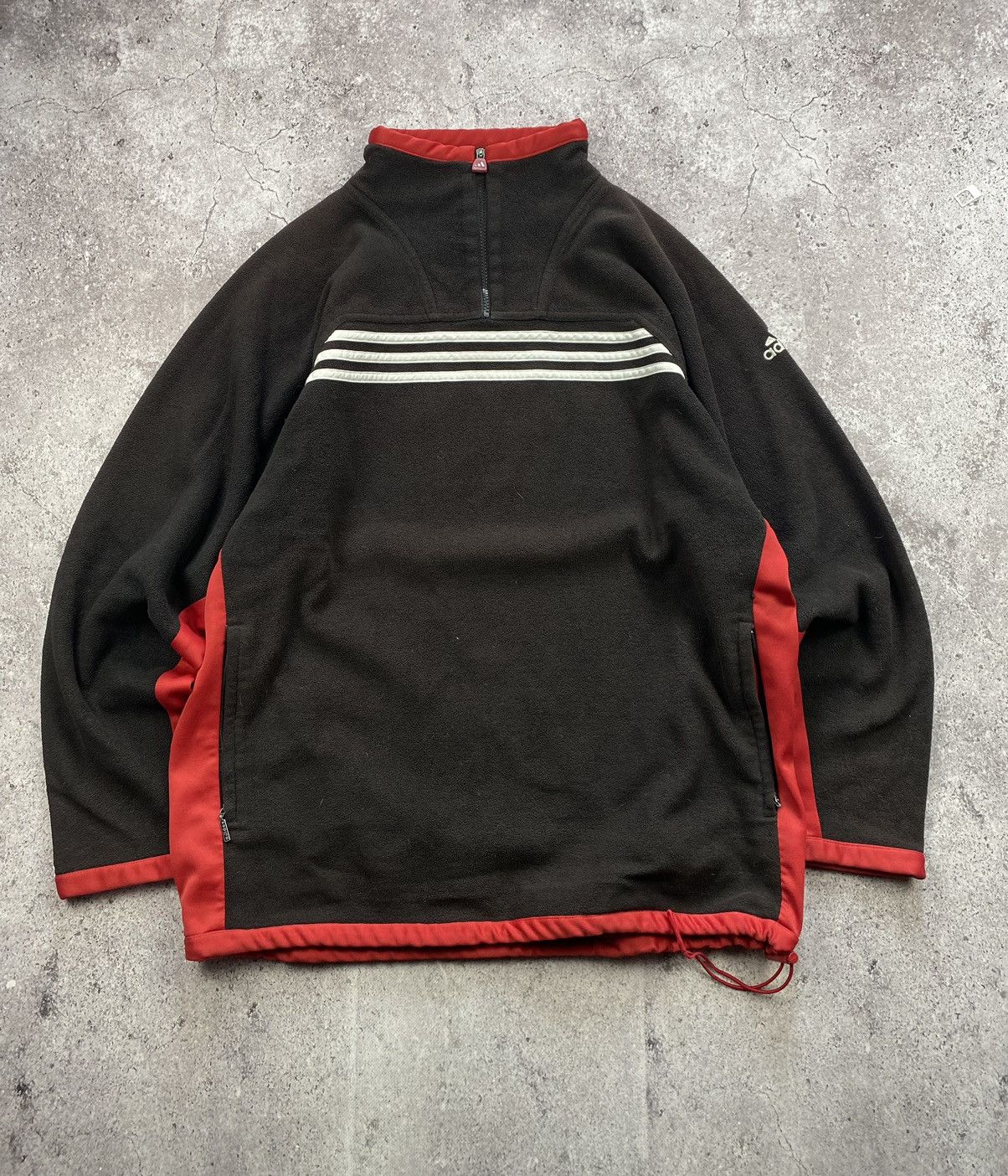Adidas × Vintage Vintage Adidas 1/4 Zip faded Black Fleece Cozy Sweater Size US XL / EU 56 / 4 - 1 Thumbnail