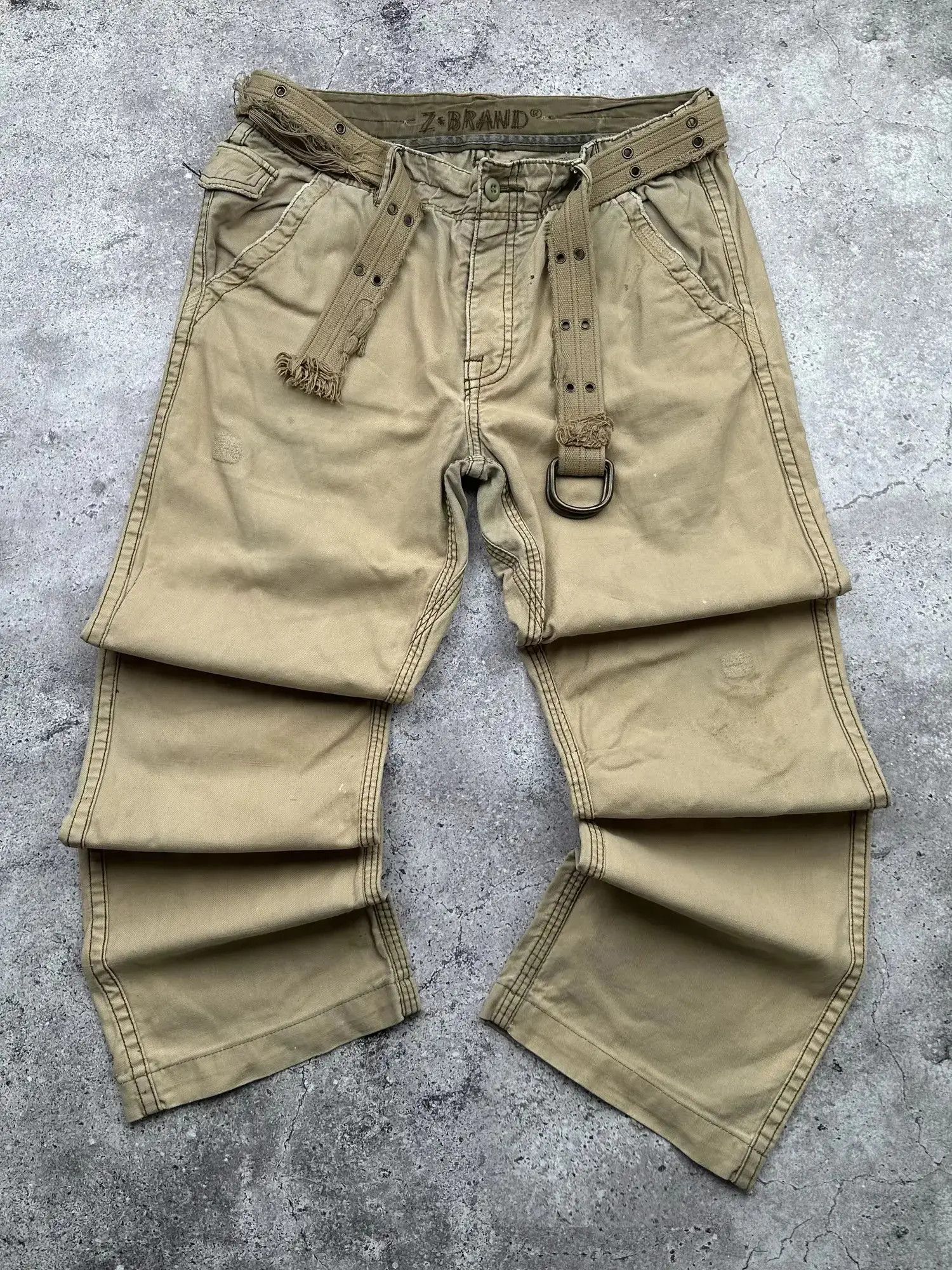 Vintage Vintage Belt Thrashed Wide Pants C627(V468) Size US 33 - 1 Thumbnail