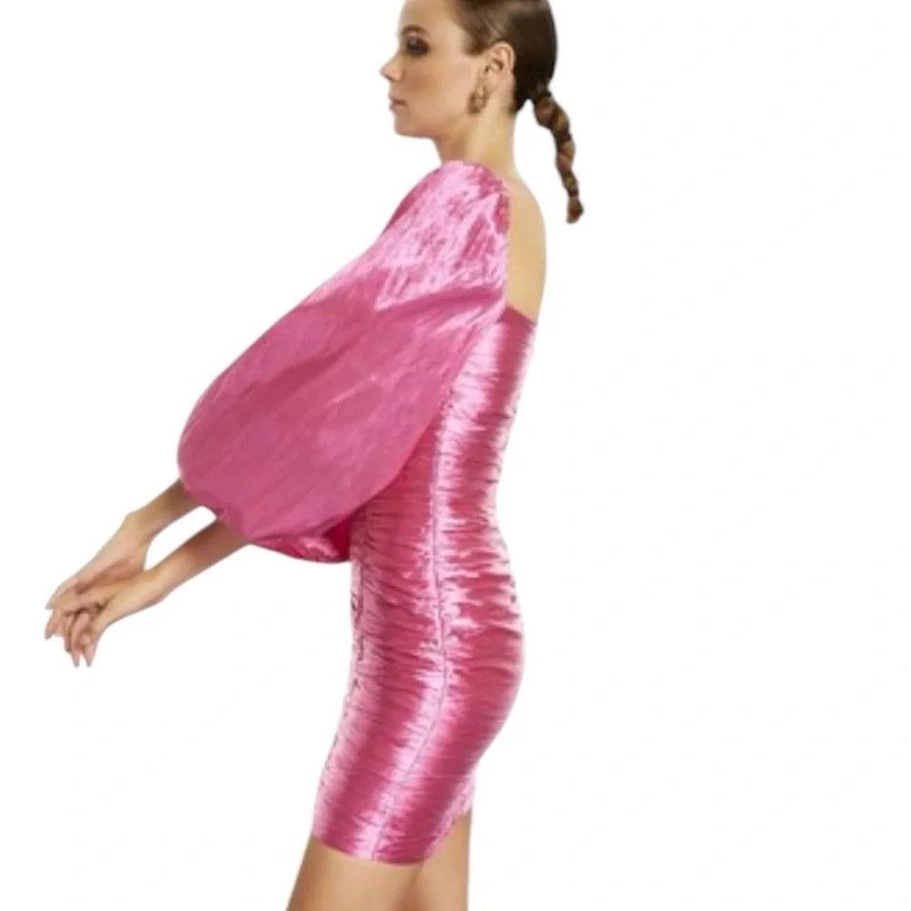 NOCTURNE NOCTURNE LIMITED EDITION BALLOON SLEEVE FUCHSIA DRAPED DRESS Size M / US 6-8 / IT 42-44 - 3 Thumbnail