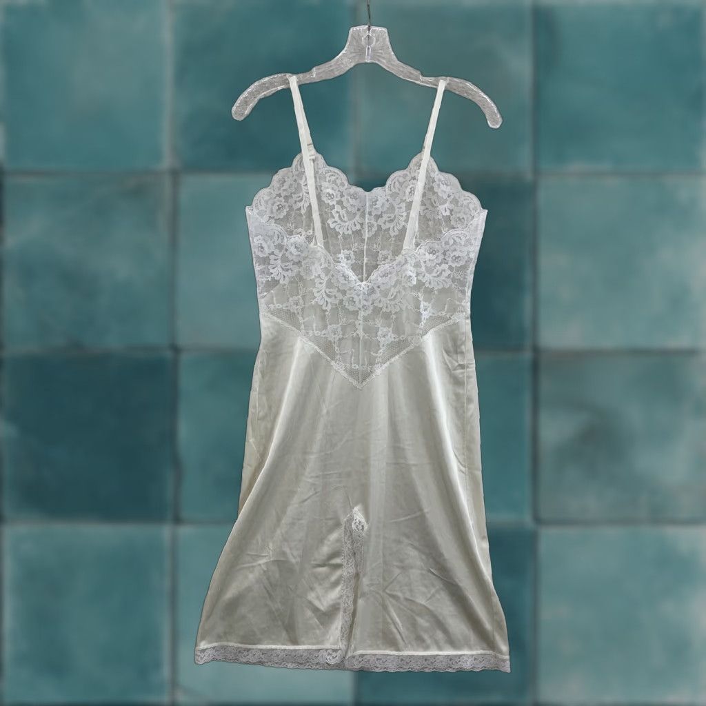 Vintage VINTAGE 90s Slip Dress White Ivory Cream Victorian Edwardian Chemise Negligee Womens 34 S Size S / US 4 / IT 40 - 1 Thumbnail