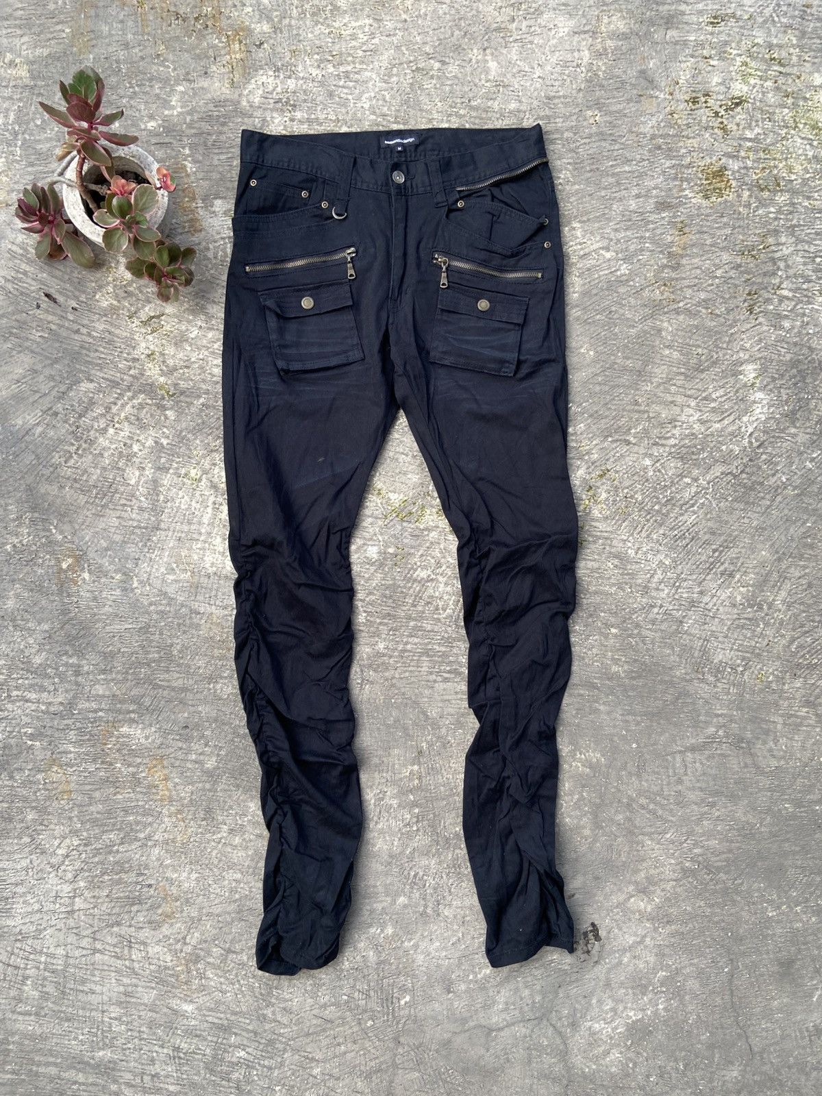 Semantic Design Wrinkled Punk Style Pants