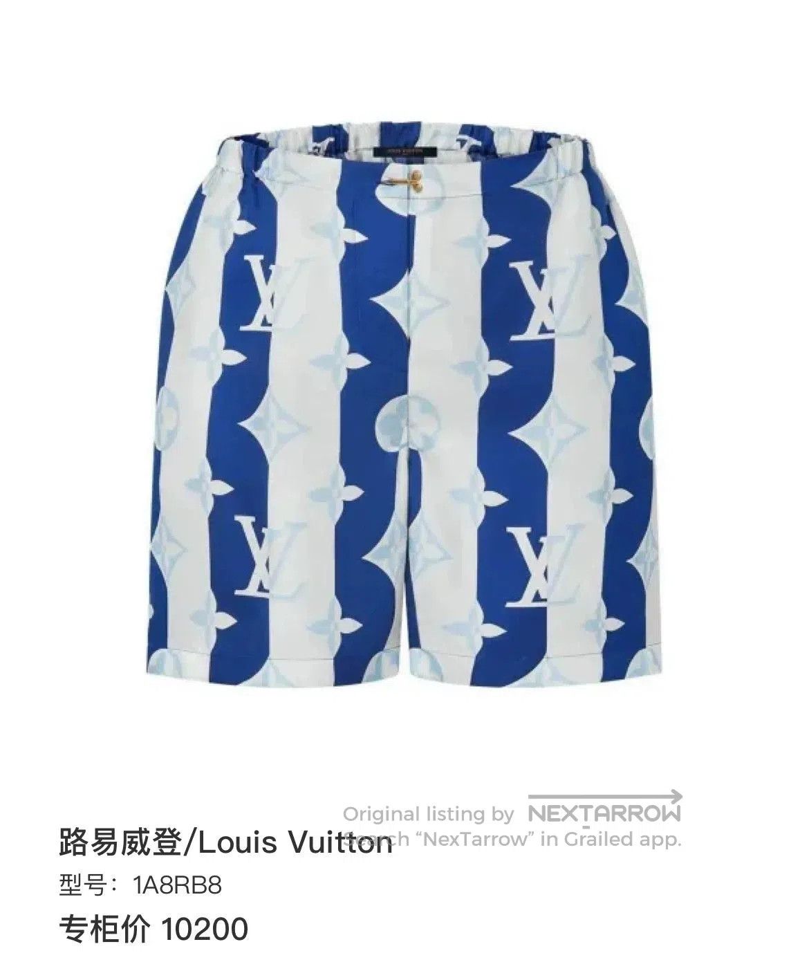 Louis Vuitton Louis Vuitton Blue White Stripe Monogram Silk Shorts. Size 35" - 6 Thumbnail