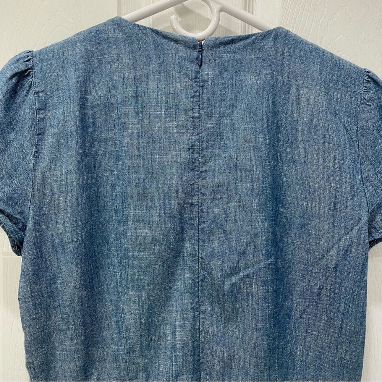J.Crew J. Crew Chambray Faux-Wrap Dress Size M / US 6-8 / IT 42-44 - 6 Thumbnail
