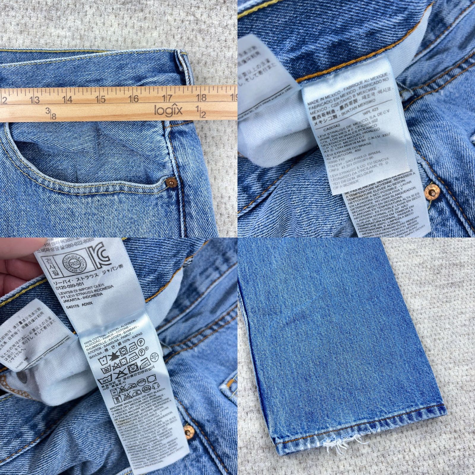 Levi's Levi's 505 Jeans Men Regular 36x30 Blue Denim Straight Fit Medium Wash Belt Loops 5-Pocket Logo Jeans Size US 36 / EU 52 - 9 Thumbnail