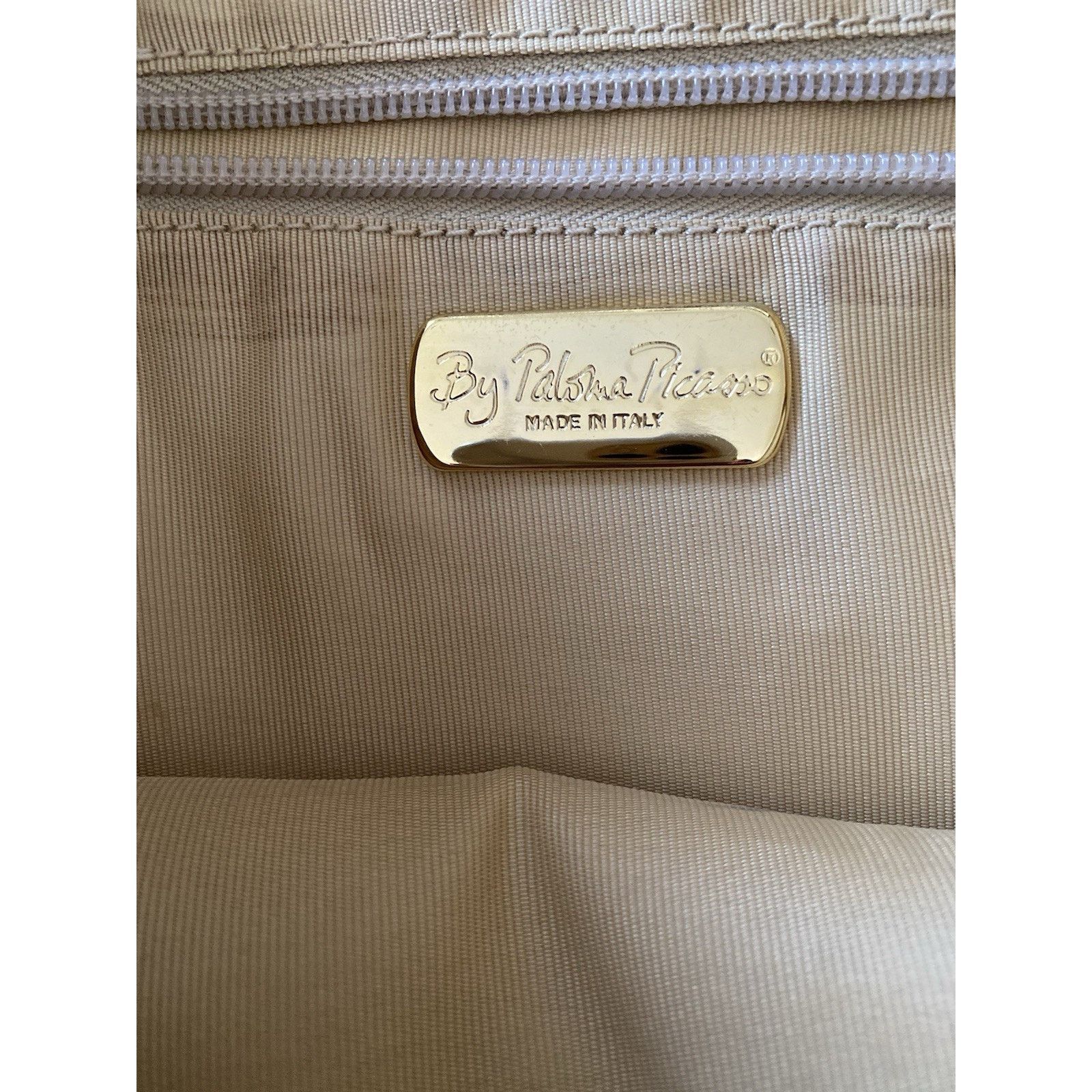 Paloma Picasso Vintage By Paloma Picasso nylon Leather Zip Tote Beige Size ONE SIZE - 10 Thumbnail