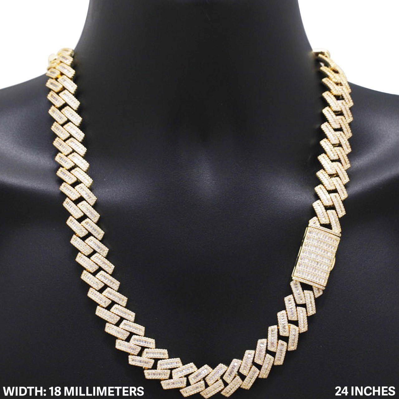 Other 14k Yellow Gold Plated AAA CZ 18mm Cuban Chain Necklace 24” Size ONE SIZE - 1 Thumbnail