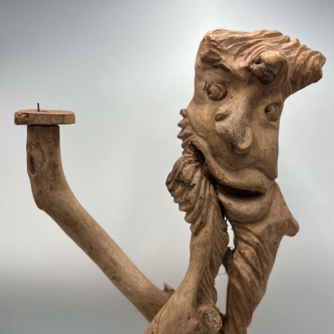Vintage Primitive Handcrafted Scarecrow Man Figure Candlestick Wood Size ONE SIZE - 3 Thumbnail