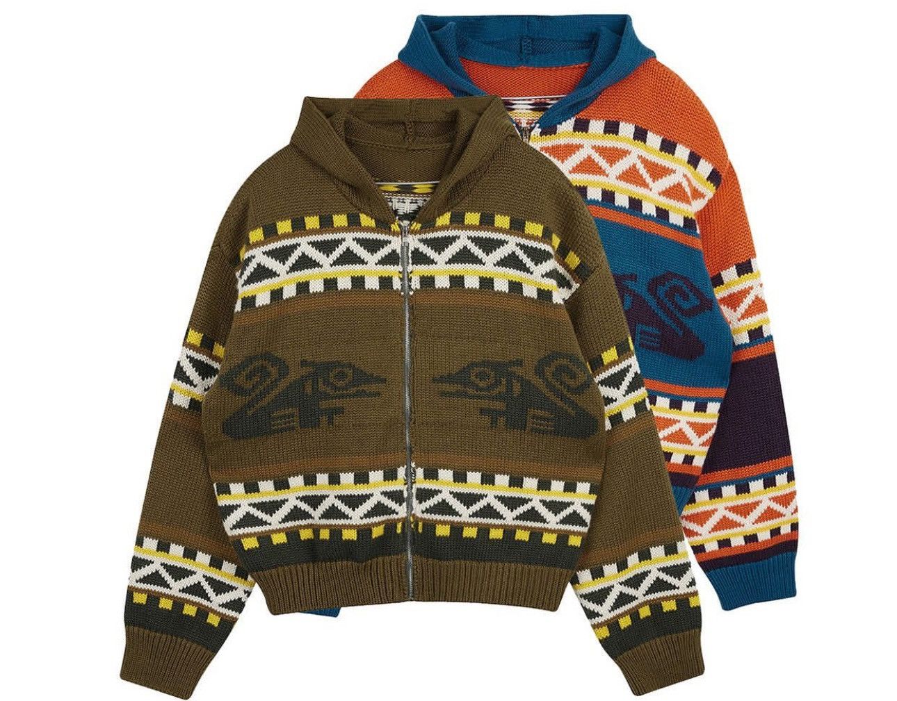 Japanese Brand ESOTERIC THING TOTEM ZIP-UP SWEATER OLIVE Size US M / EU 48-50 / 2 - 5 Thumbnail