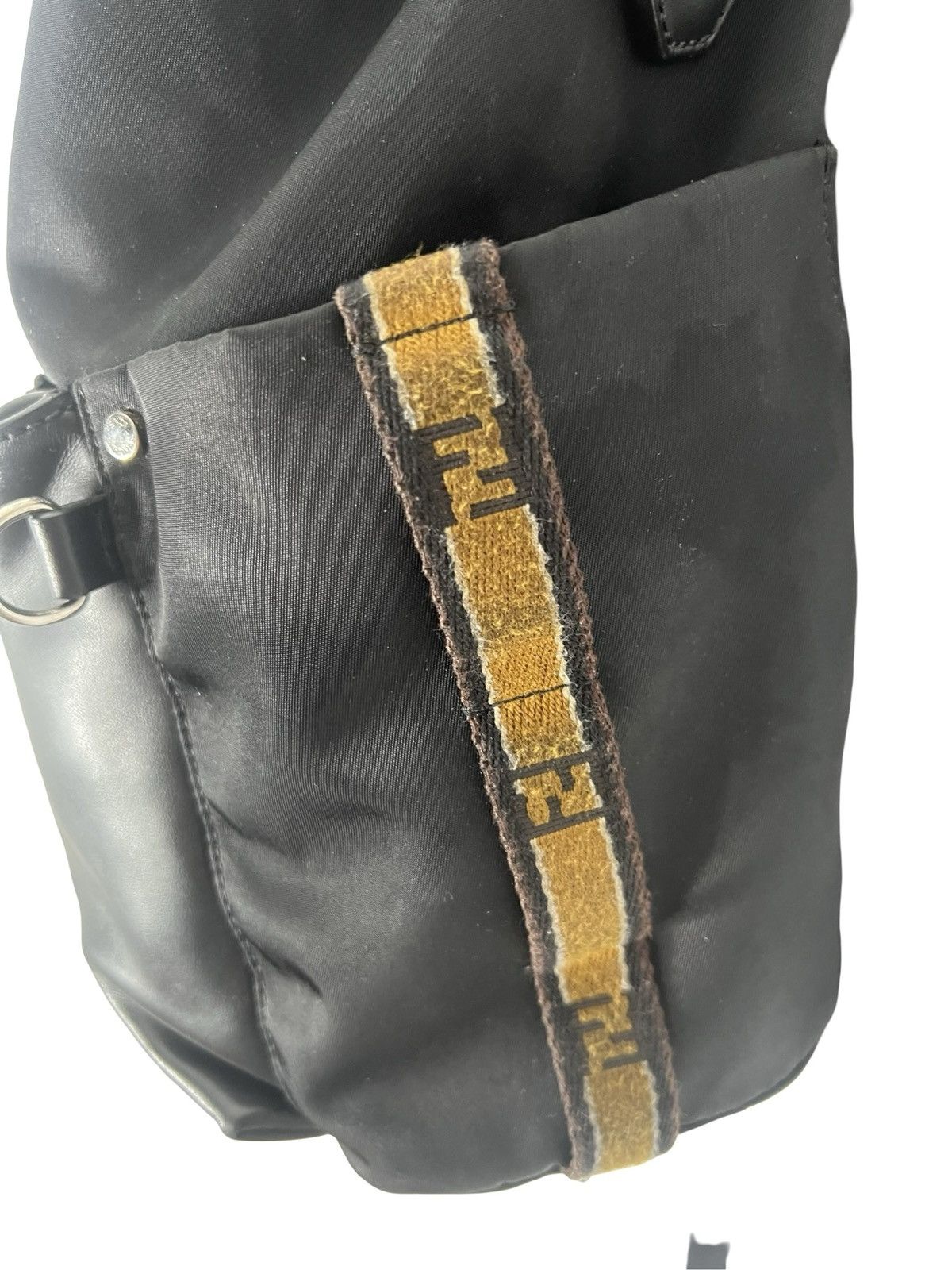 Fendi Fendi Backpack Black and Yellow Logo Straps Adjustable Size ONE SIZE - 4 Thumbnail