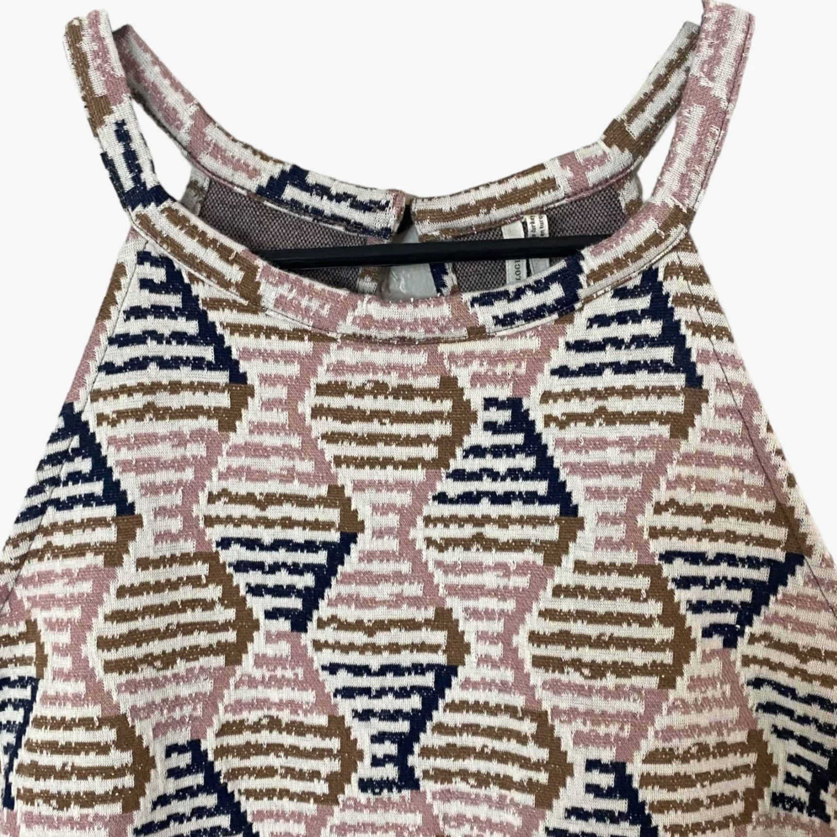 Anthropologie Anthropologie Lindsay Structured Halter Top Womens XL Pink Sleeveless Geometric Bohemian Tank Shirt Geometric Print Modern Fit Size XL / US 12-14 / IT 48-50 - 5 Thumbnail