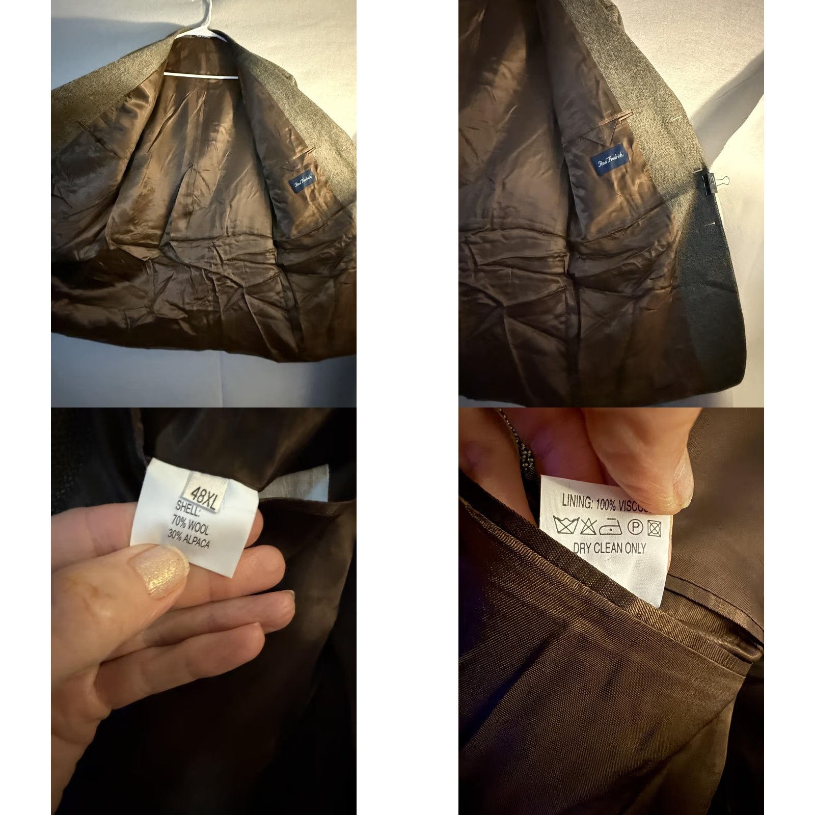 Vintage Paul Fredrick Sport Coat Mens 48XL Brown Wool Alpaca Tweed Herringbone Blazer Size 48R - 8 Thumbnail