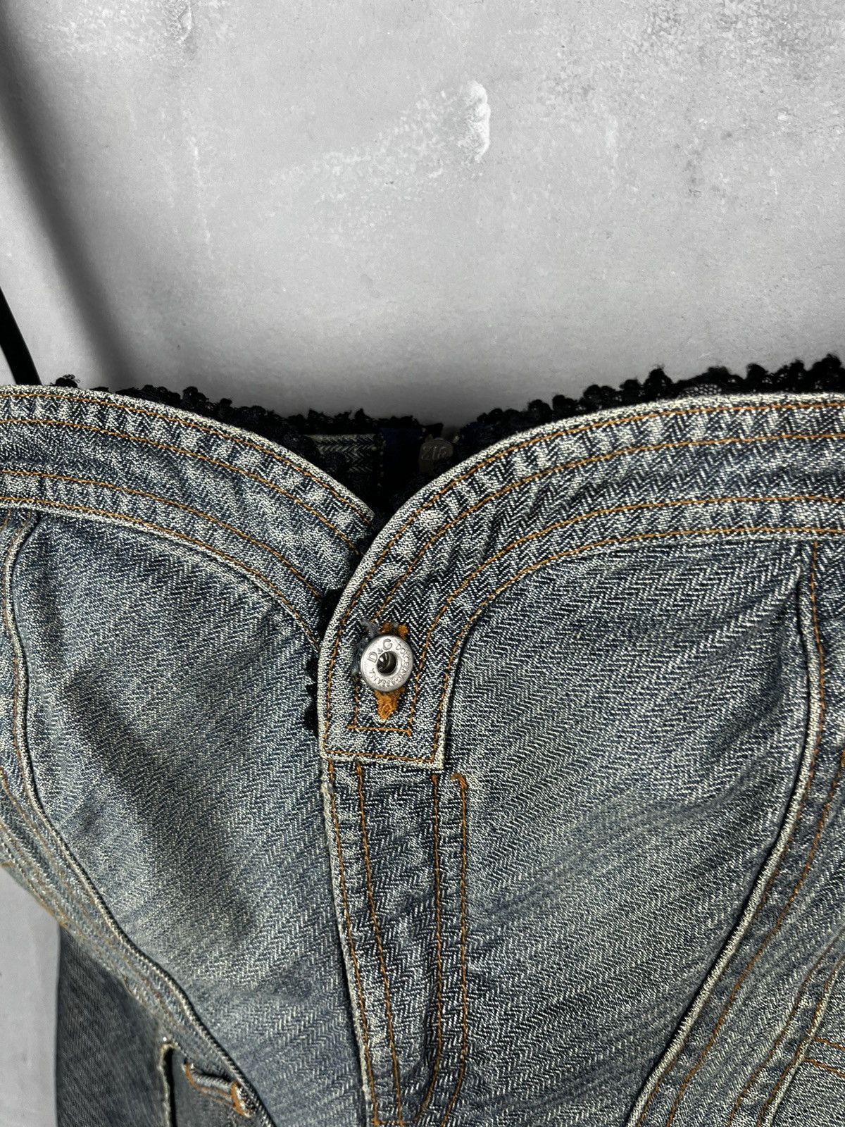 Dolce & Gabbana × Hysteric Glamour VINTAGE DOLCE & GABBANA JEAN DENIM BUSTIER TOP WITH LACE Size M / US 6-8 / IT 42-44 - 5 Thumbnail