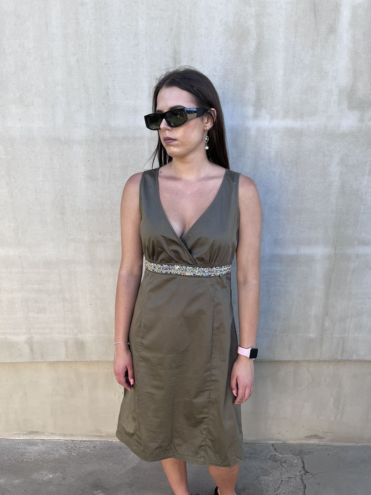 Love Moschino Love Moschino Women’s Green Beaded Dress Sleeveless I44 US8 Size M / US 6-8 / IT 42-44 - 1 Thumbnail