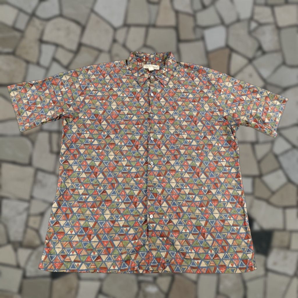 Tori Richard VINTAGE Tori Richard Hawaiian Shirt Mens XL Blue Geometric Cotton Button-Up Short Sleeve Tropical Outdoor Size US XL / EU 56 / 4 - 1 Thumbnail
