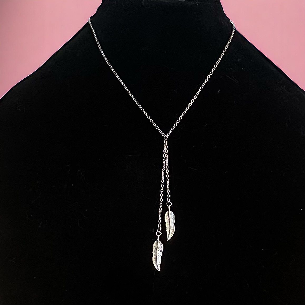 Other Silver tone double feather Y necklace Size ONE SIZE - 1 Thumbnail