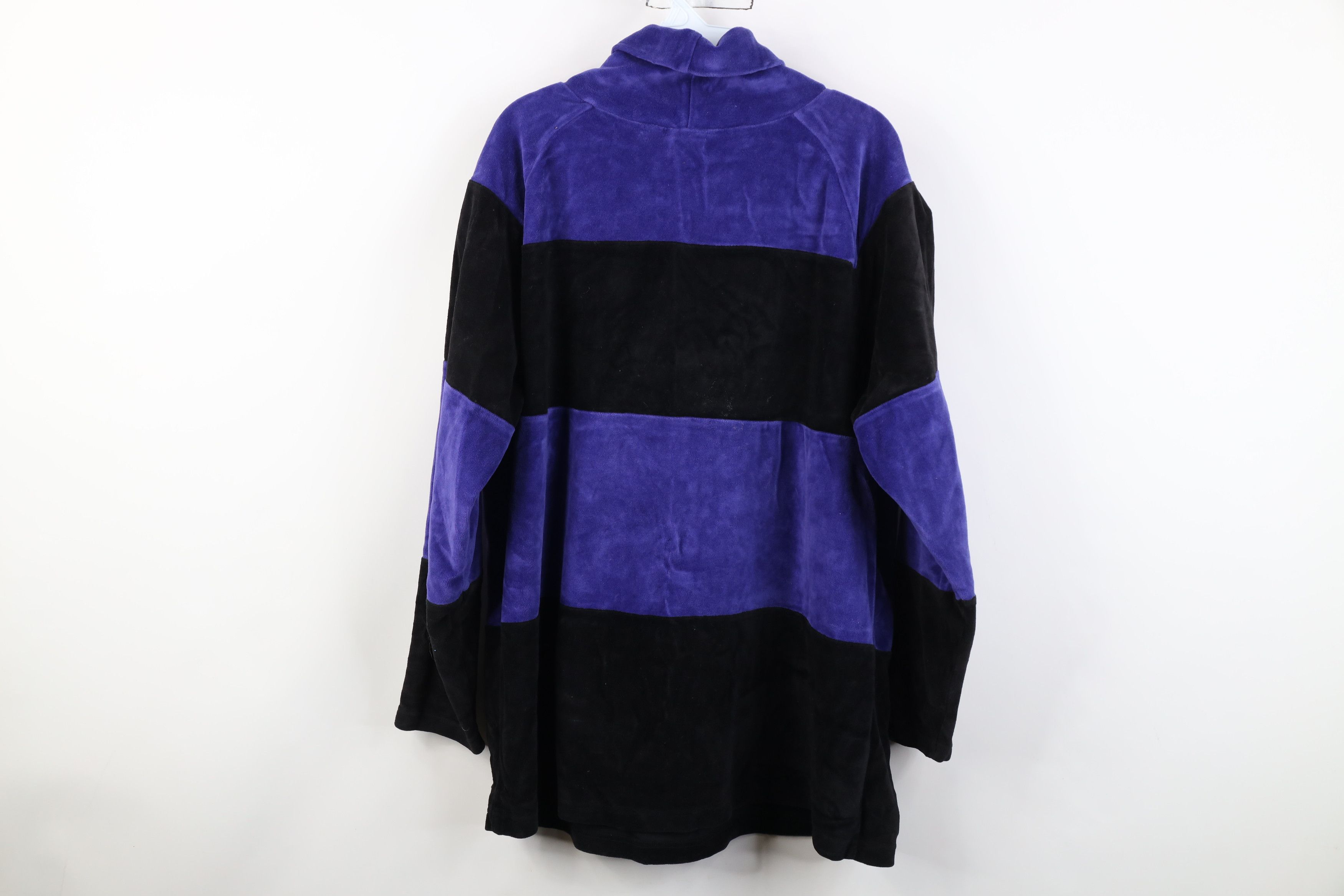 Vintage Vintage 90s Streetwear Block Plush Velour Turtleneck Sweater Size XL / US 12-14 / IT 48-50 - 11 Thumbnail