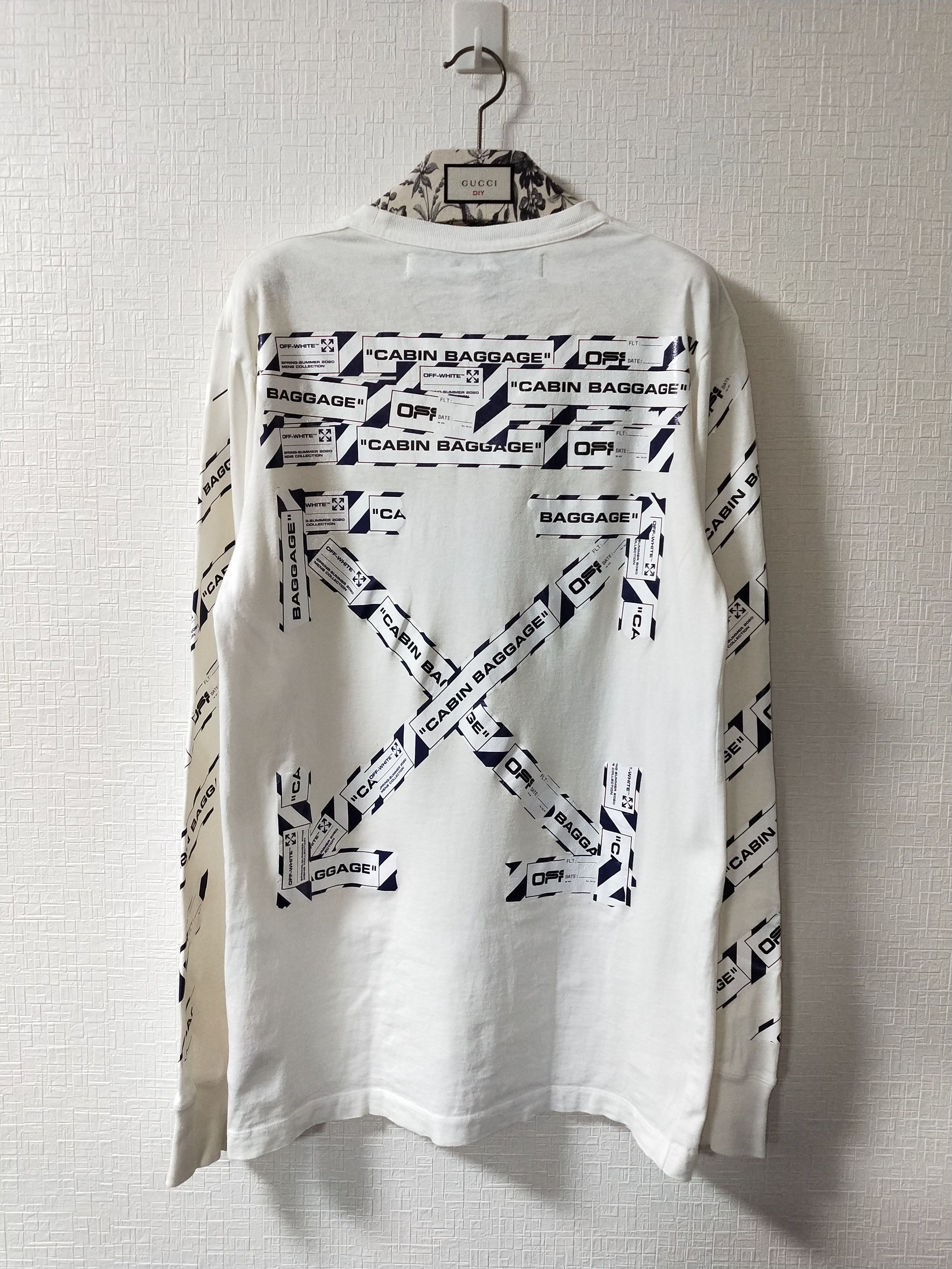 image of Off White Airport Tape L/s Tee in White, Men's (Size Medium)
