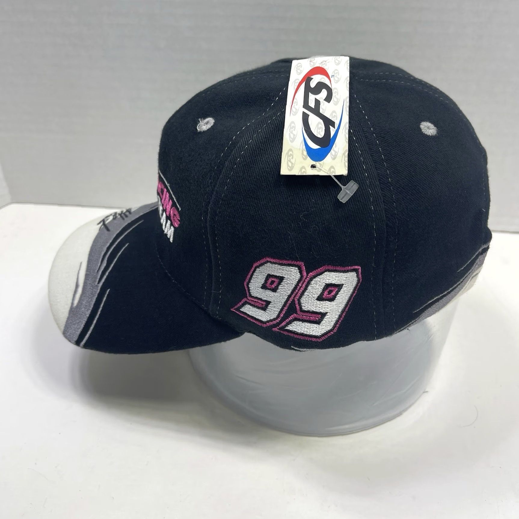 Vintage VINTAGE Checkered Flag Hat Racing Baseball Cap One Size White Jeff Burton #99 NWT Exide Batteries Roush Racing Mens Size ONE SIZE - 4 Thumbnail