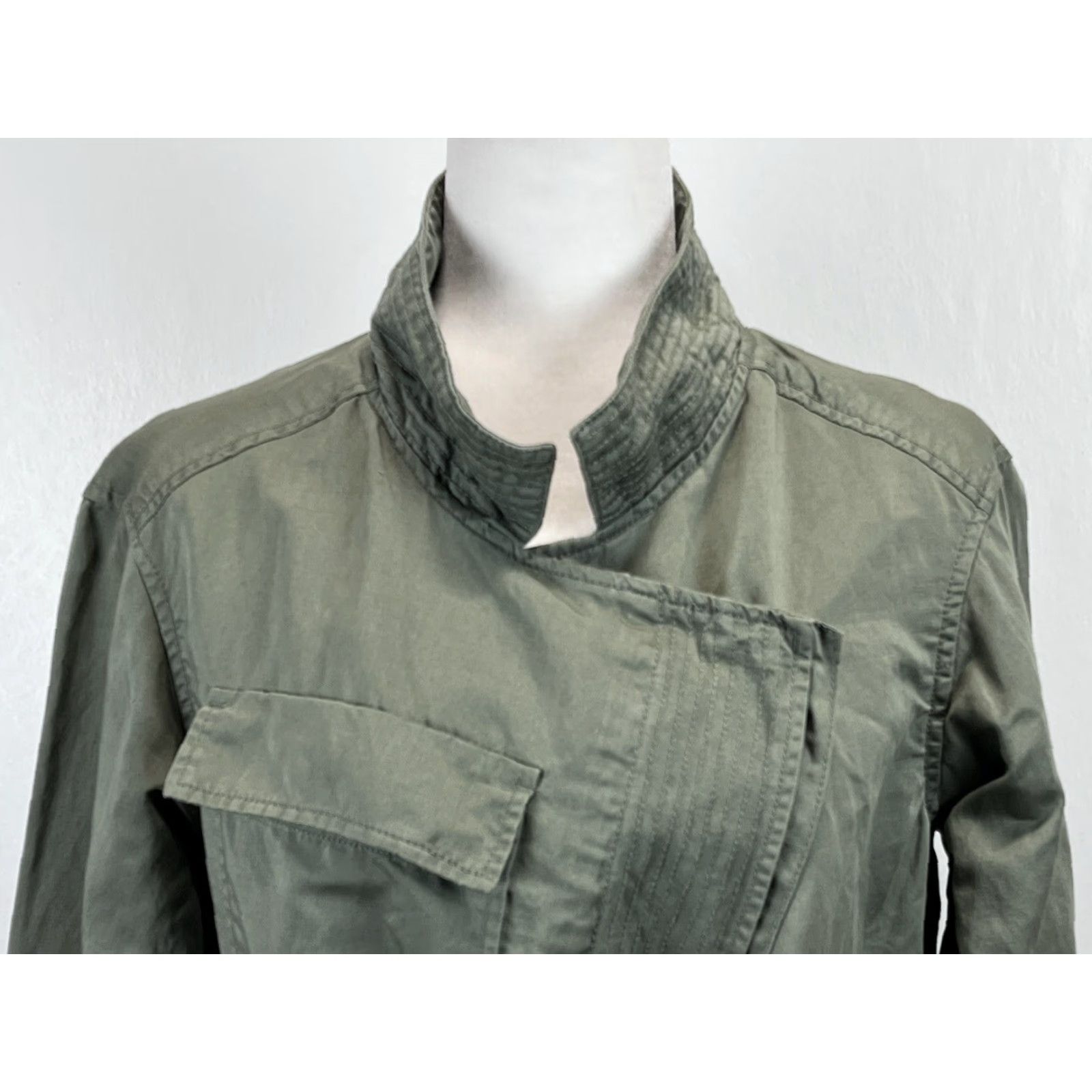 Lou & Grey Lou & Grey Utility Jacket S Women's Army Green Linen Blend Belted Asymmetrical Jacket Size S / US 4 / IT 40 - 5 Thumbnail